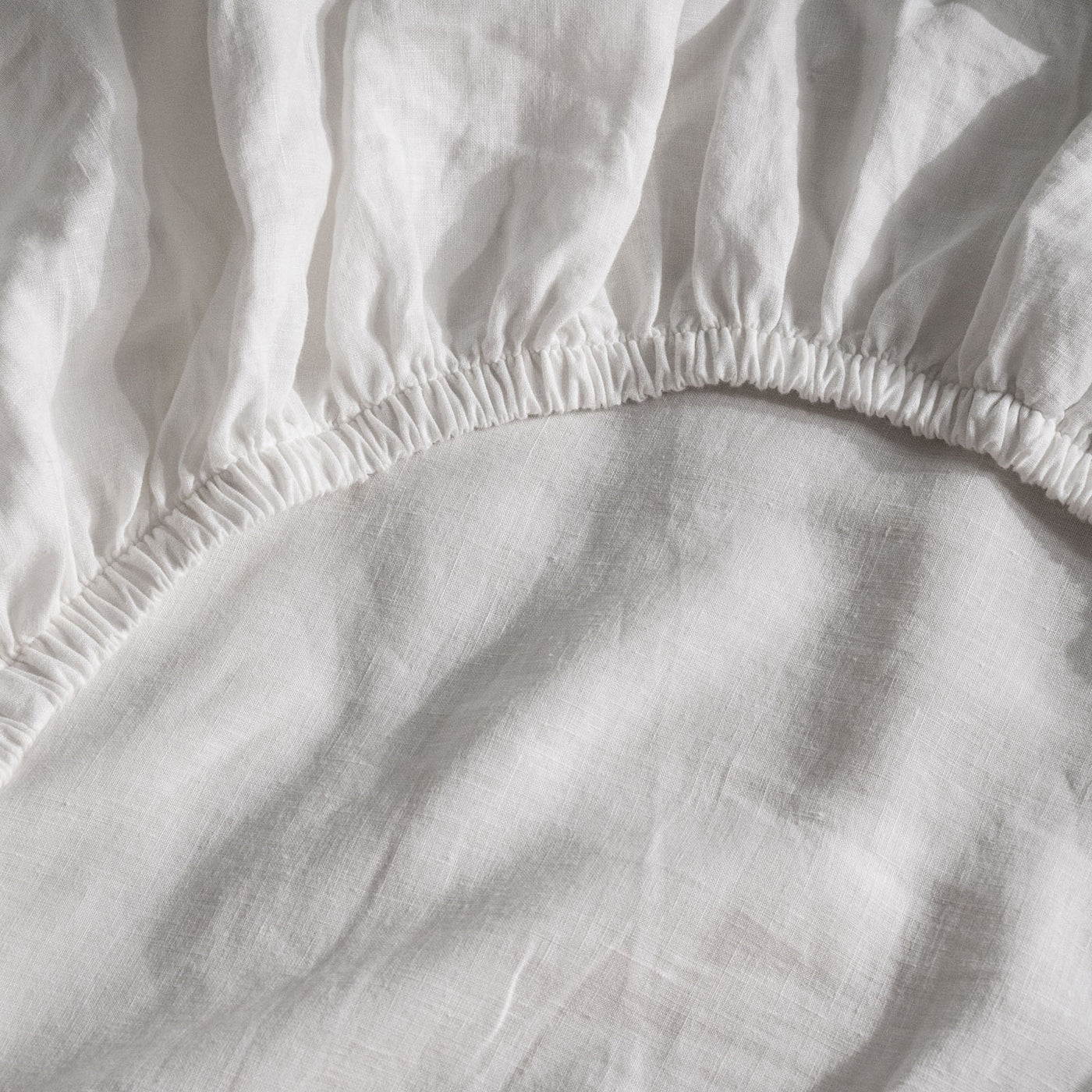 French Flax Linen Fitted Sheet in White
