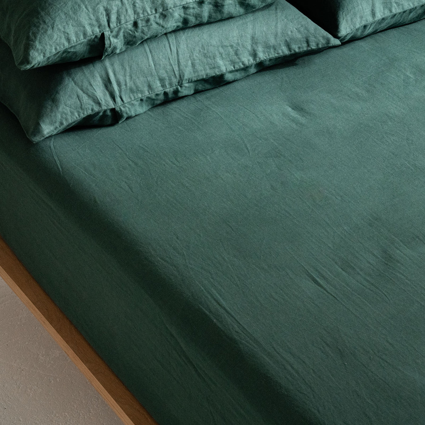 French Flax Linen Fitted Sheet in Jade