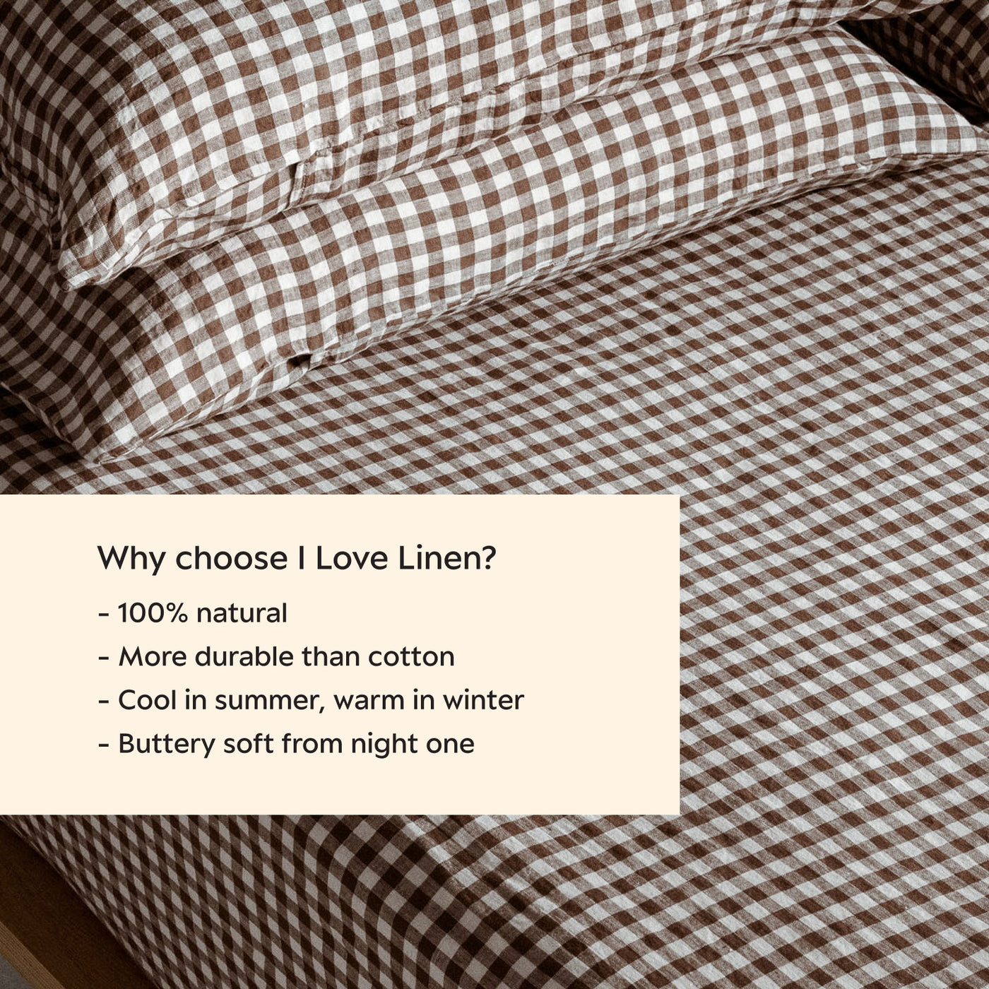 French Flax Linen Fitted Sheet in Chocolate Gingham