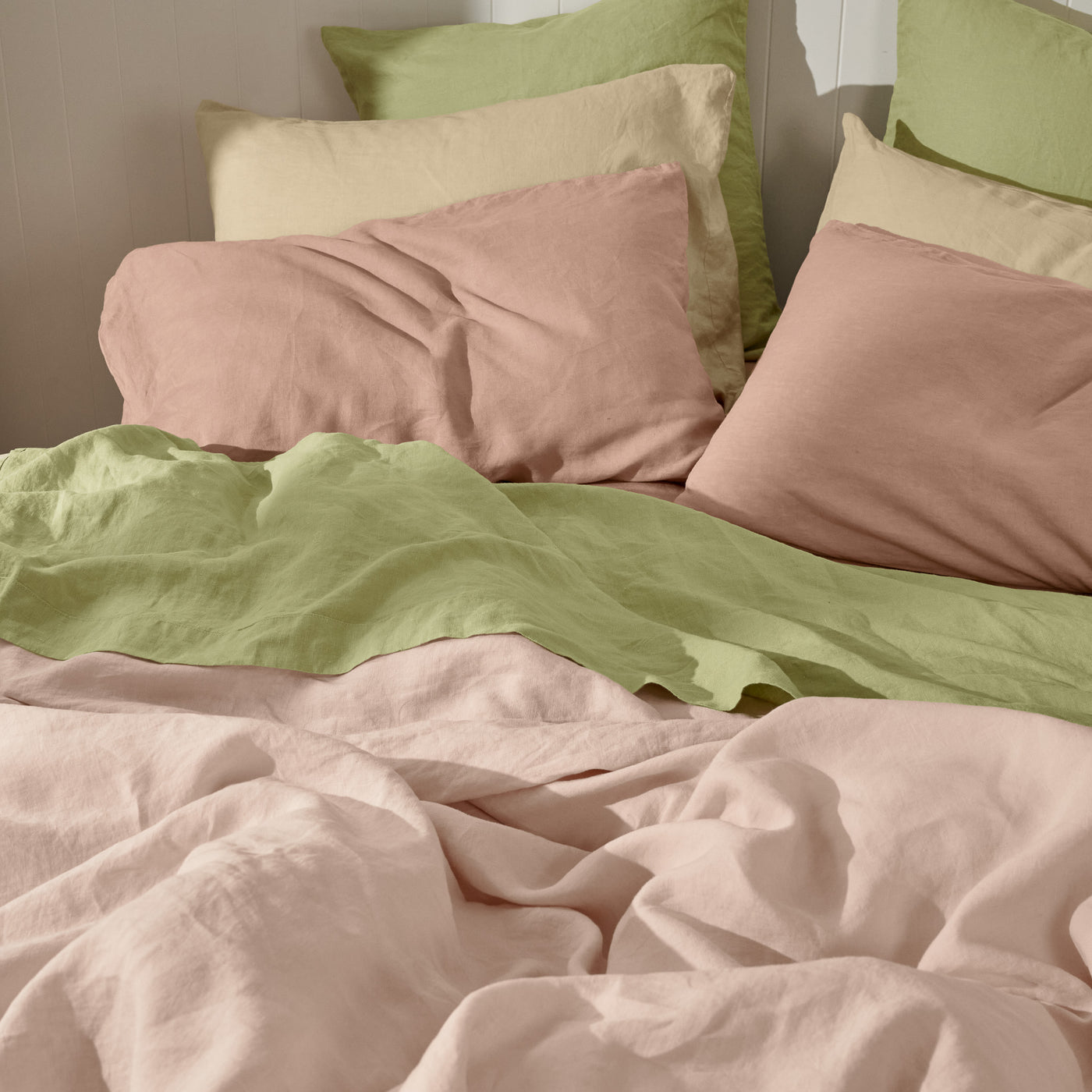 French Flax Linen Flat Sheet in Matcha