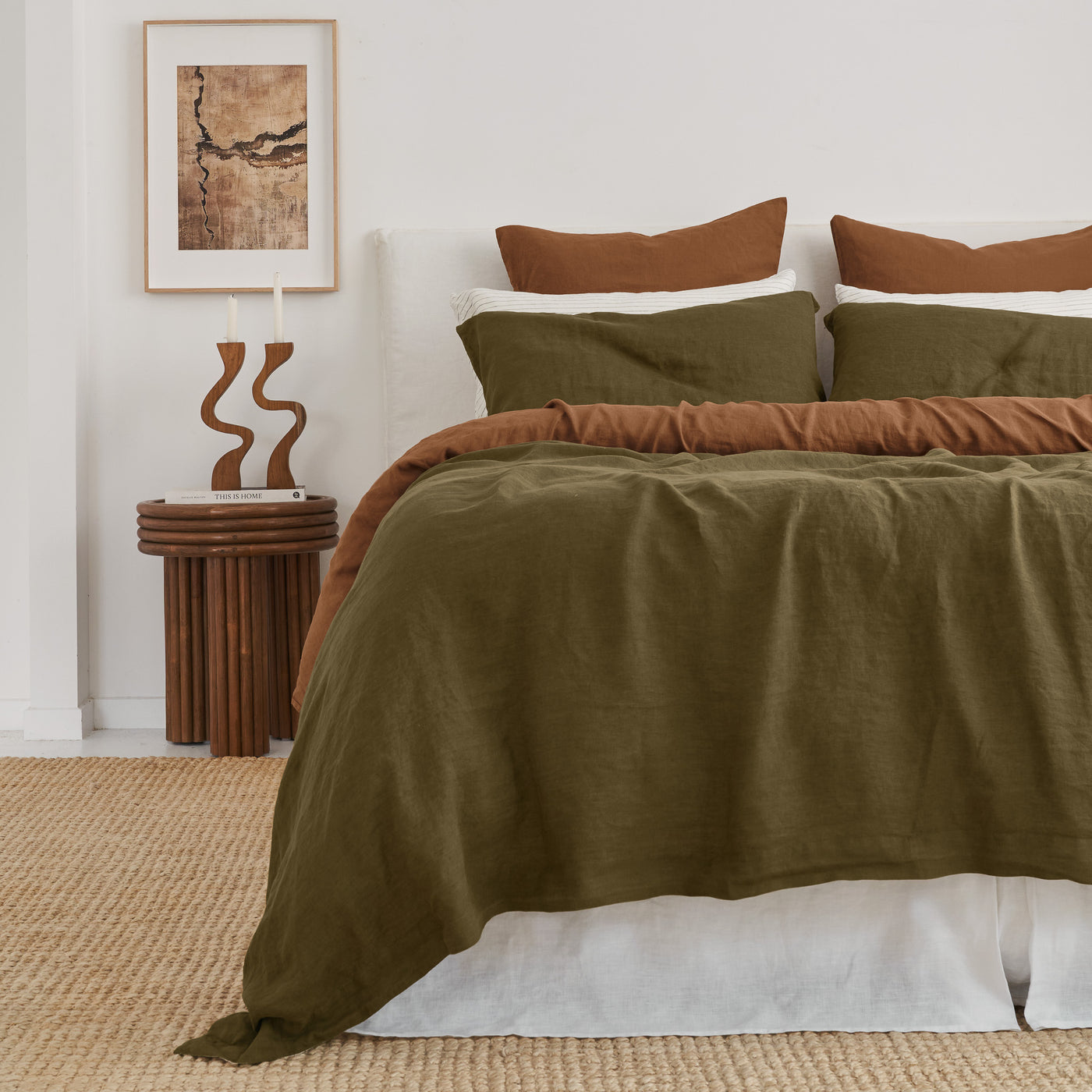 French Flax Linen Flat Sheet in Hazelnut