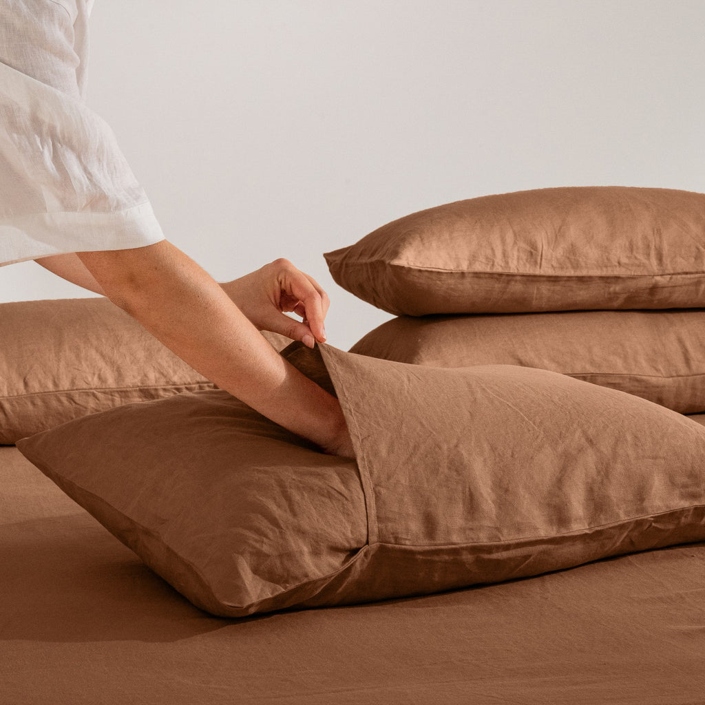 French Flax Linen Sheet Set in Hazelnut I Love Linen