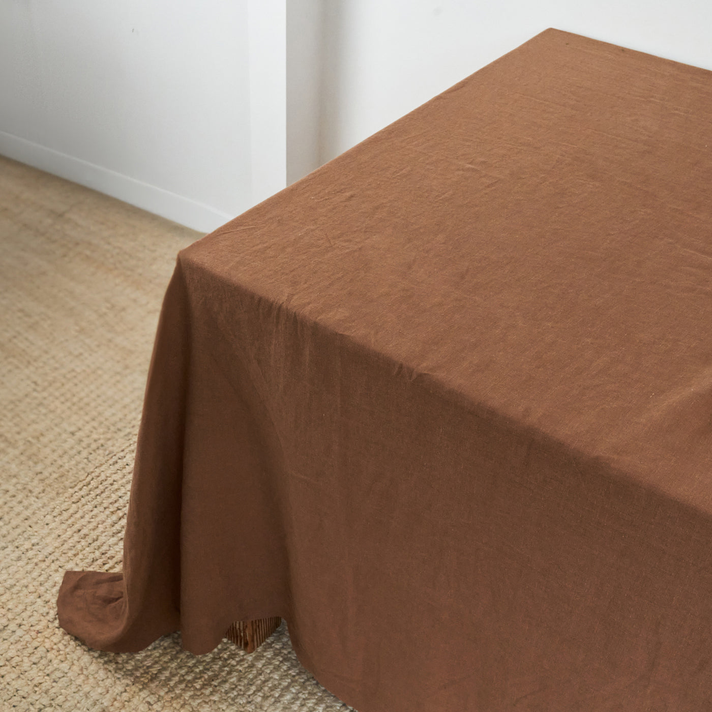 French Flax Linen Table Cloth in Hazelnut