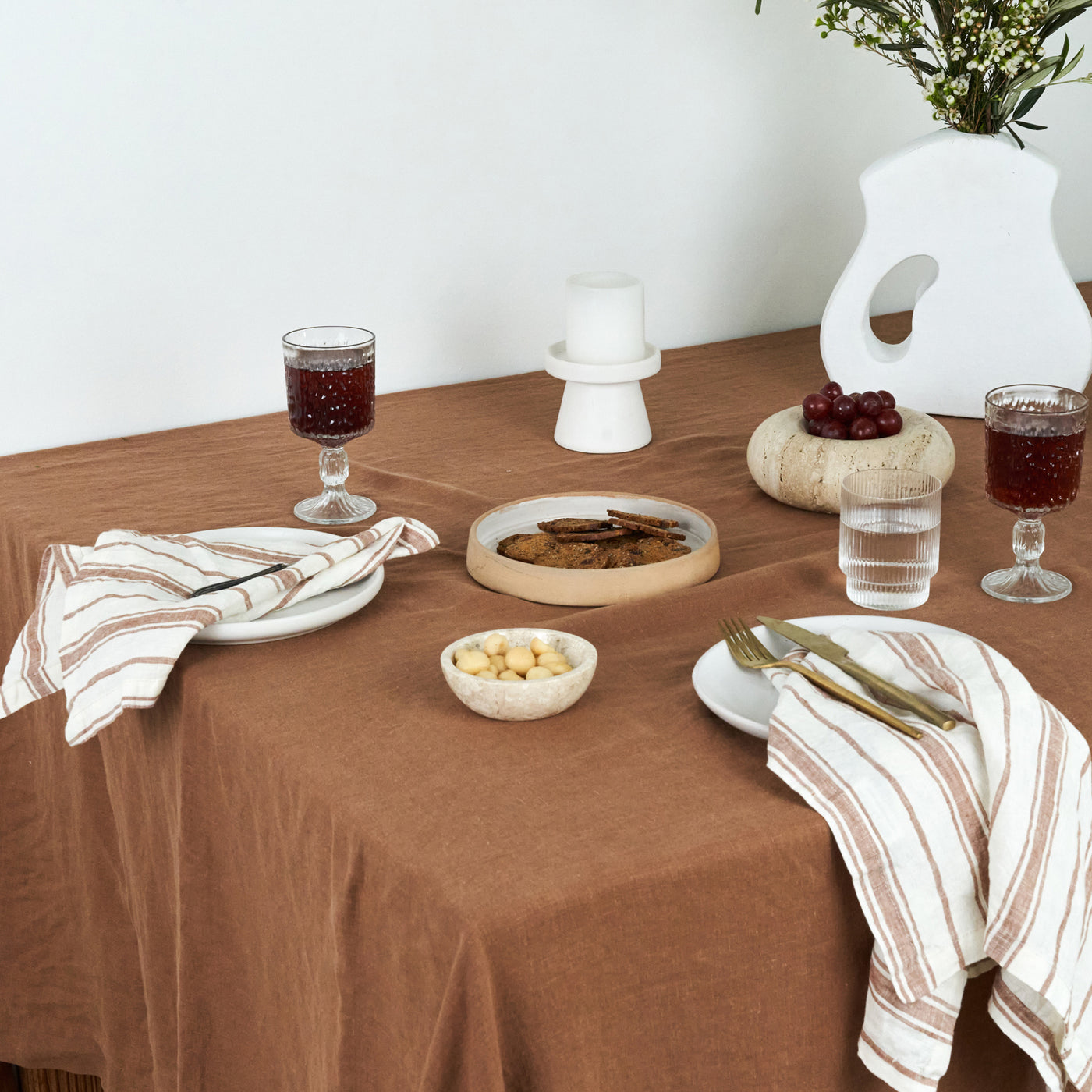 French Flax Linen Table Cloth in Hazelnut