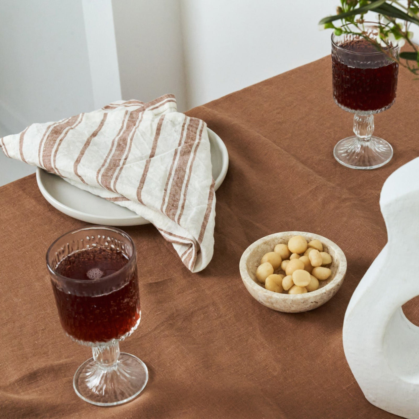 French Flax Linen Table Cloth in Hazelnut