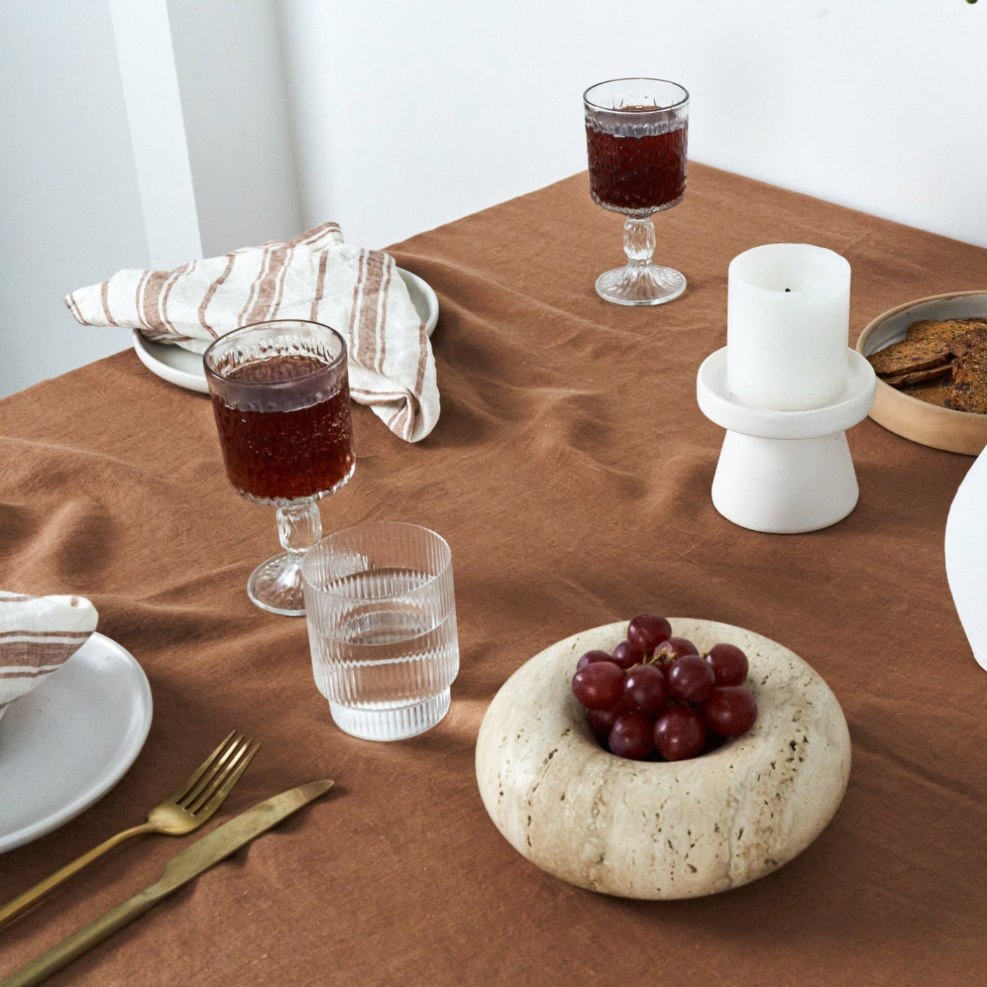 French Flax Linen Table Cloth in Hazelnut