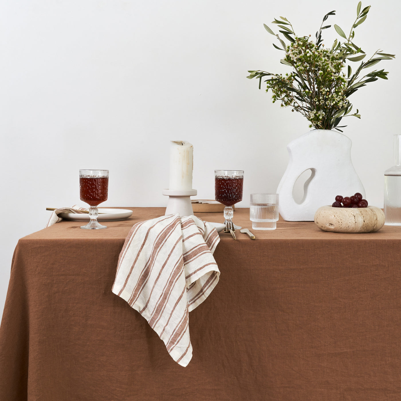 French Flax Linen Table Cloth in Hazelnut