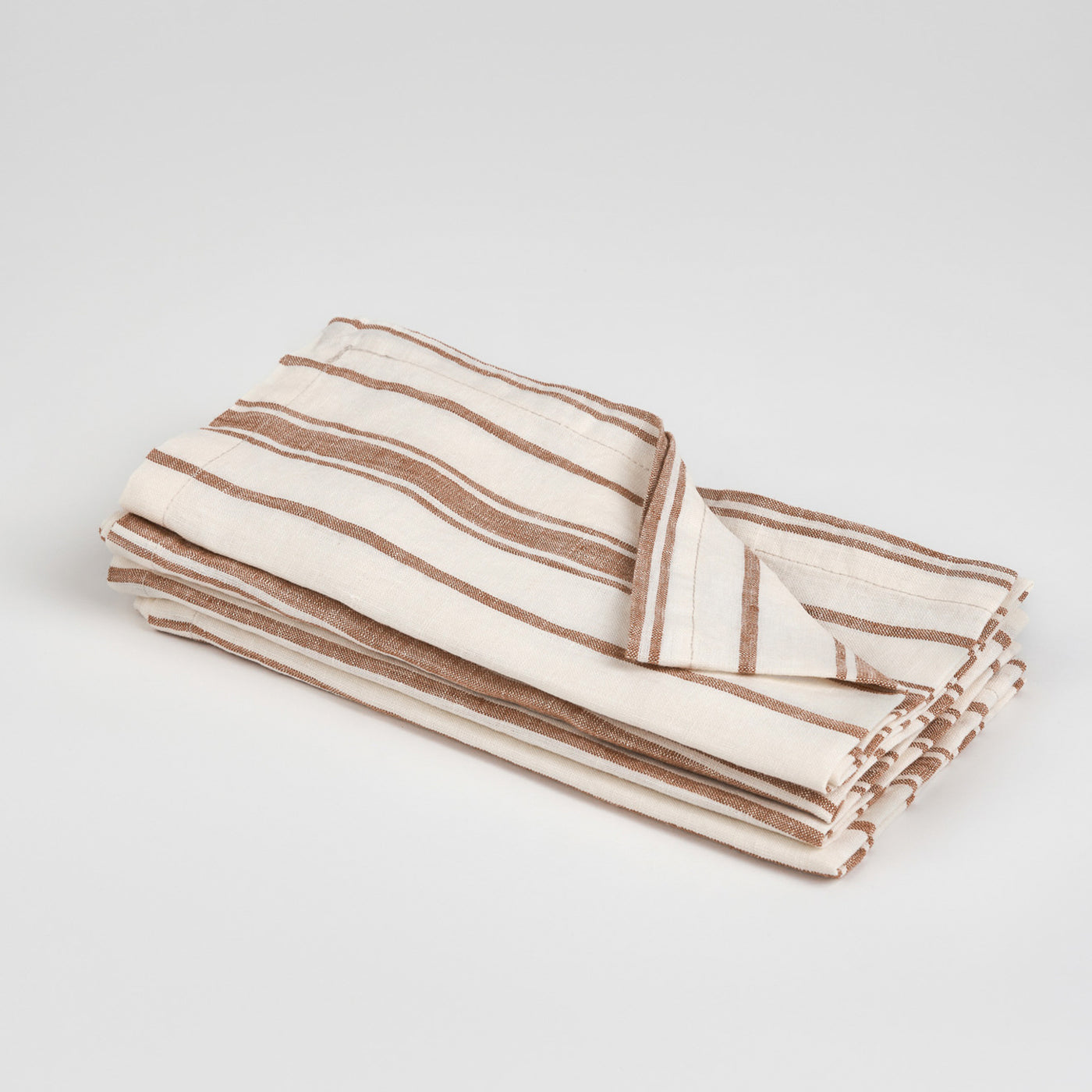 French Flax Linen Napkins (Set of 4) in Hazelnut Stripe