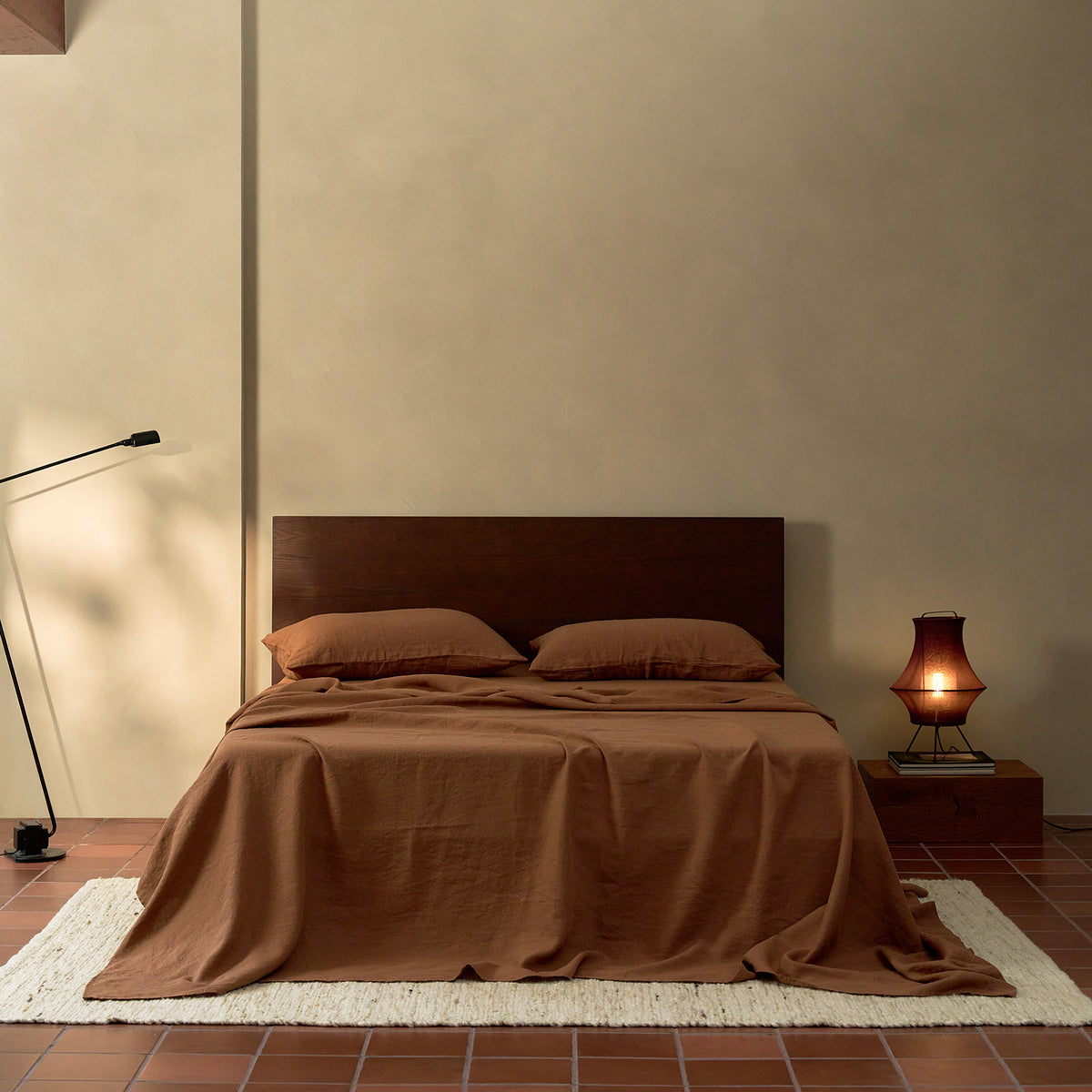 French Flax Linen Flat Sheet in Hazelnut