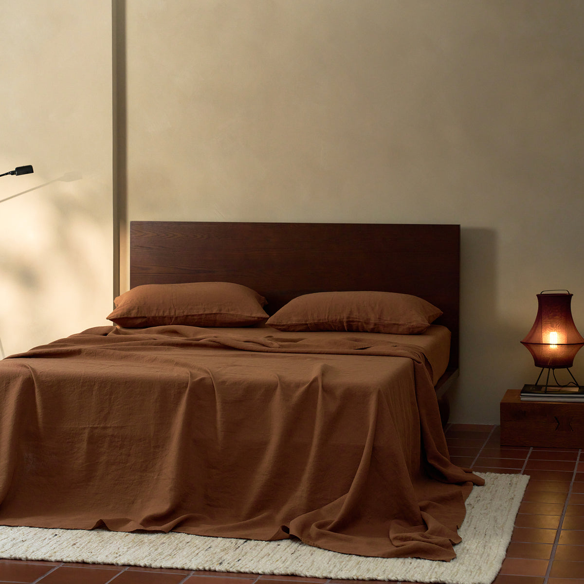 French Flax Linen Sheet Set in Hazelnut