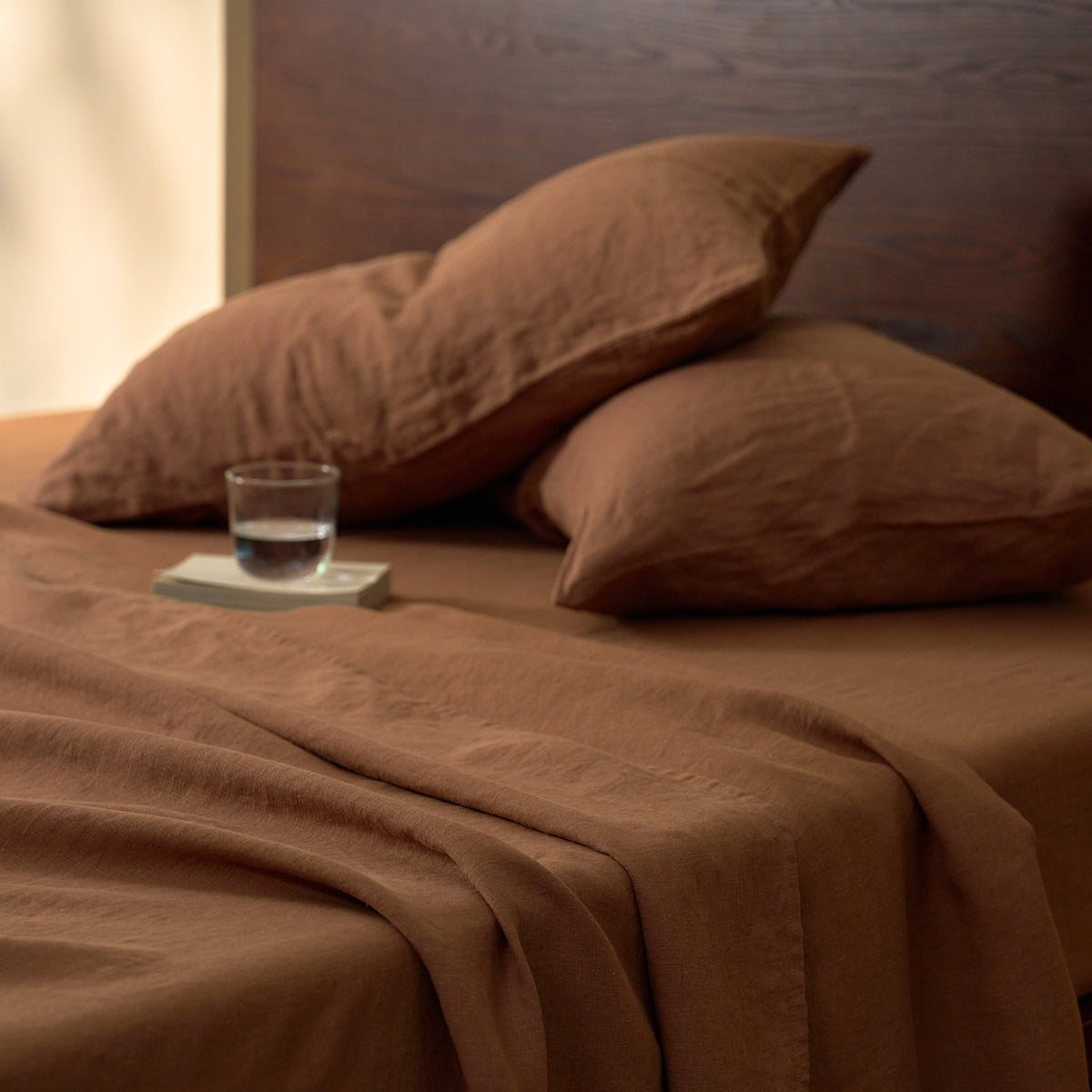 French Flax Linen Pillowcase Set in Hazelnut