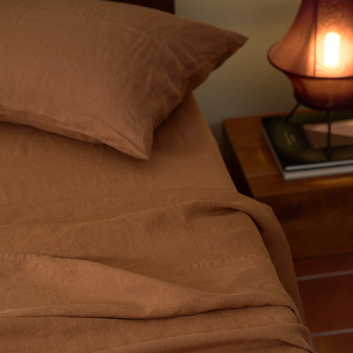 French Flax Linen Pillowcase Set in Hazelnut