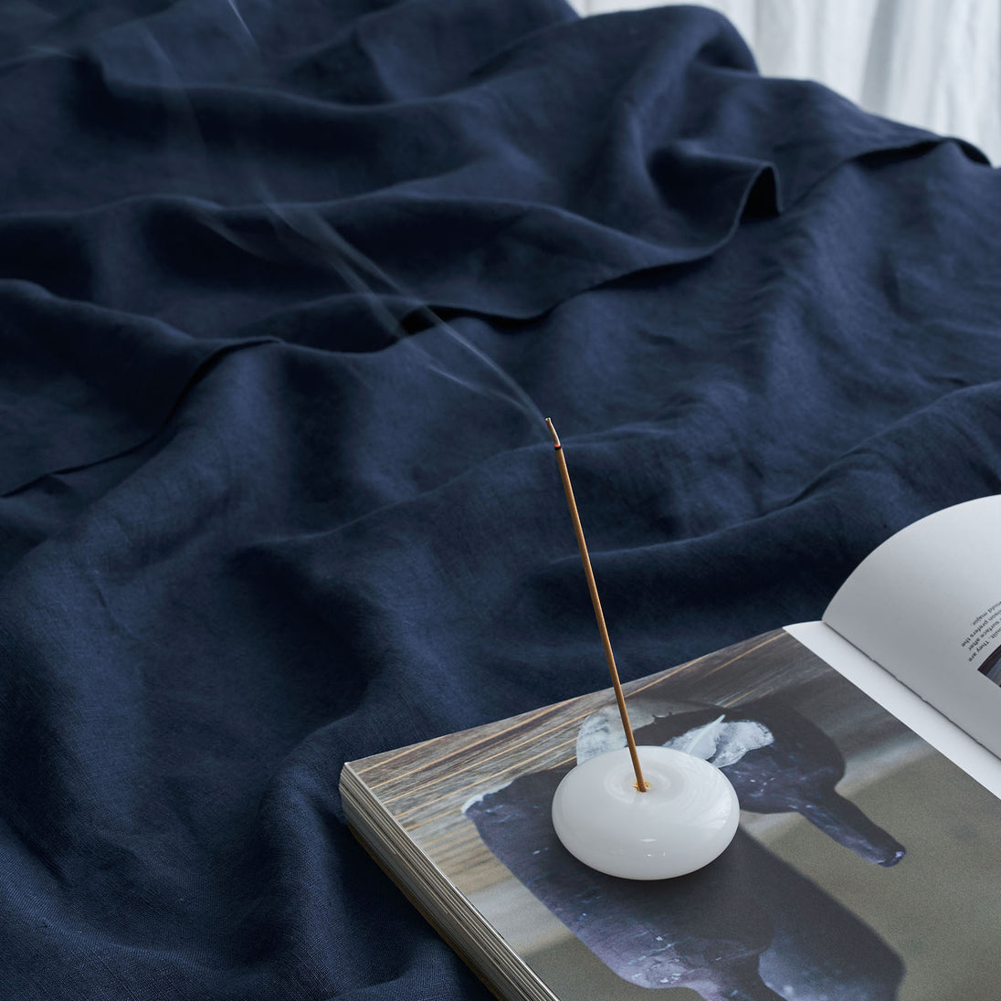 French Flax Linen Sheet Set in Indigo