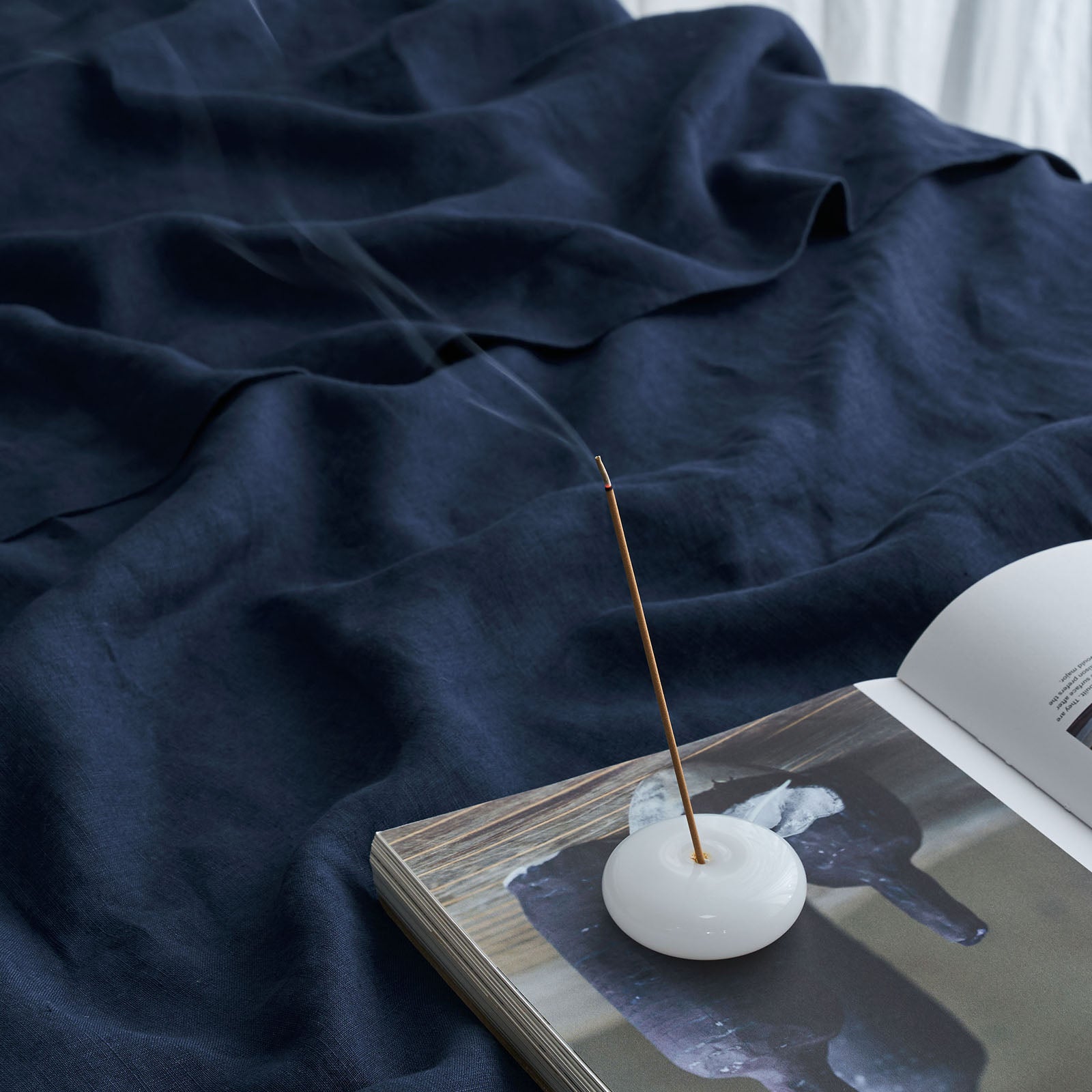 French Flax Linen Sheet Set in Indigo