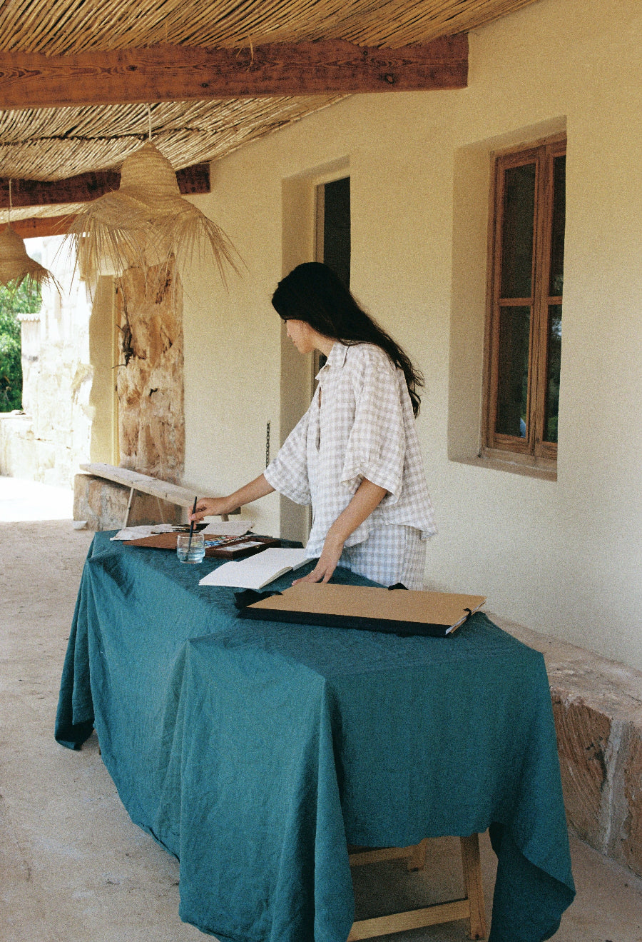 Linen Sheet in Jade