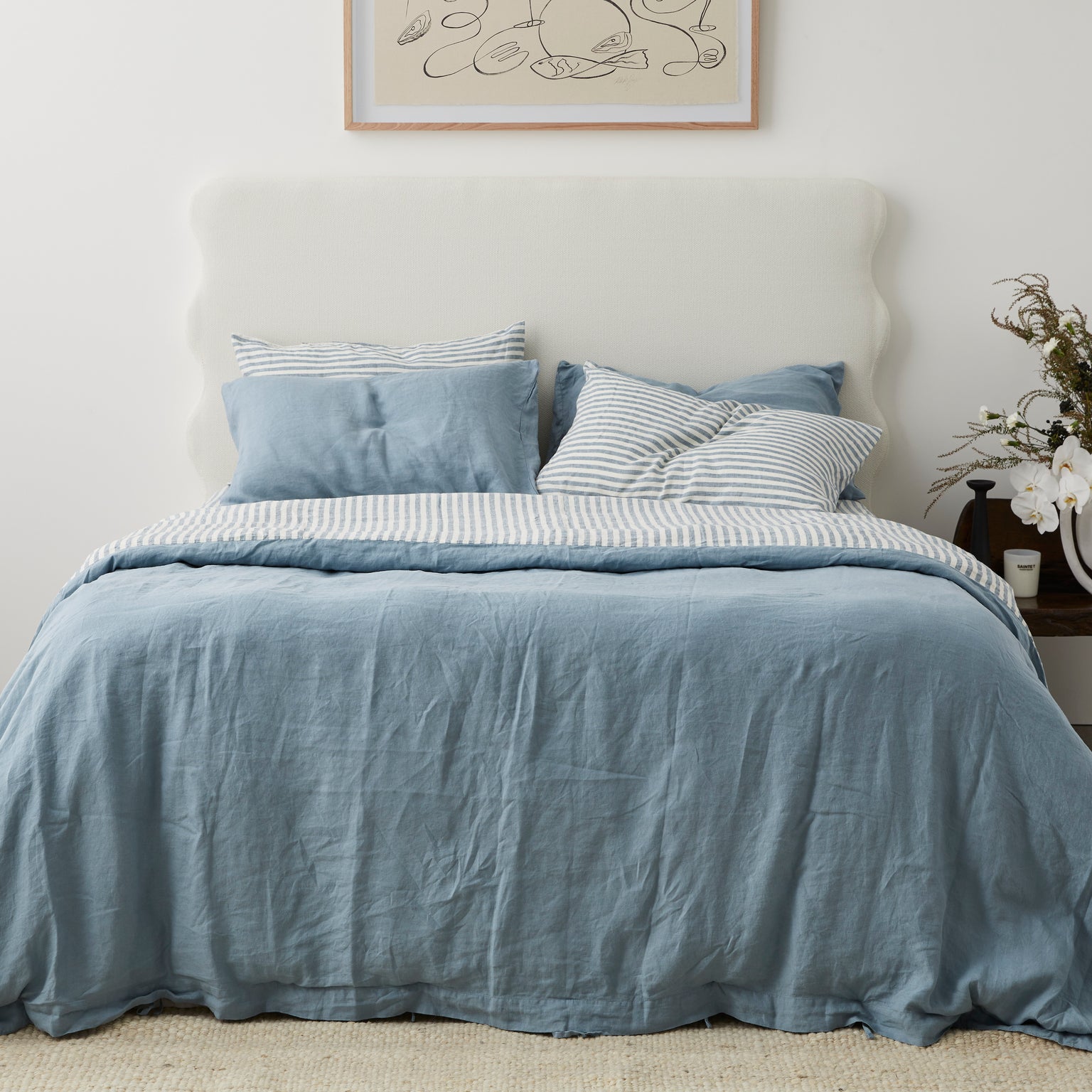 Marine Blue French Flax Linen Sheets