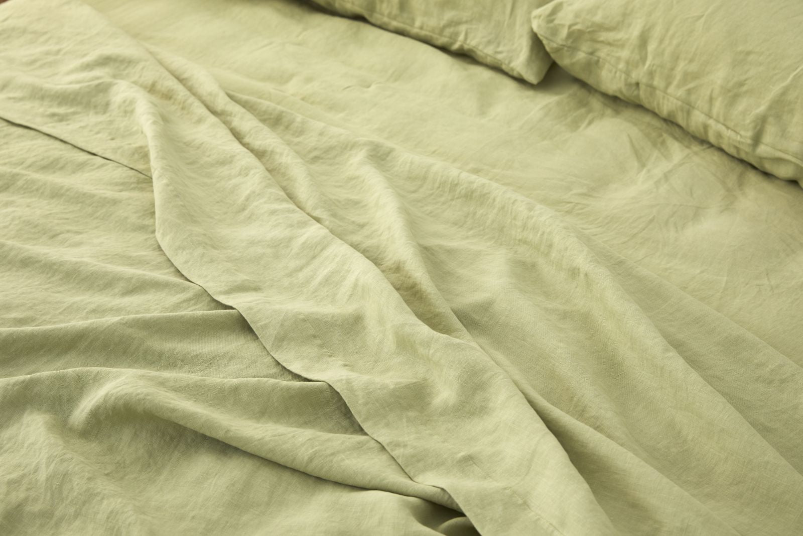French Flax Linen Sheets in Matcha