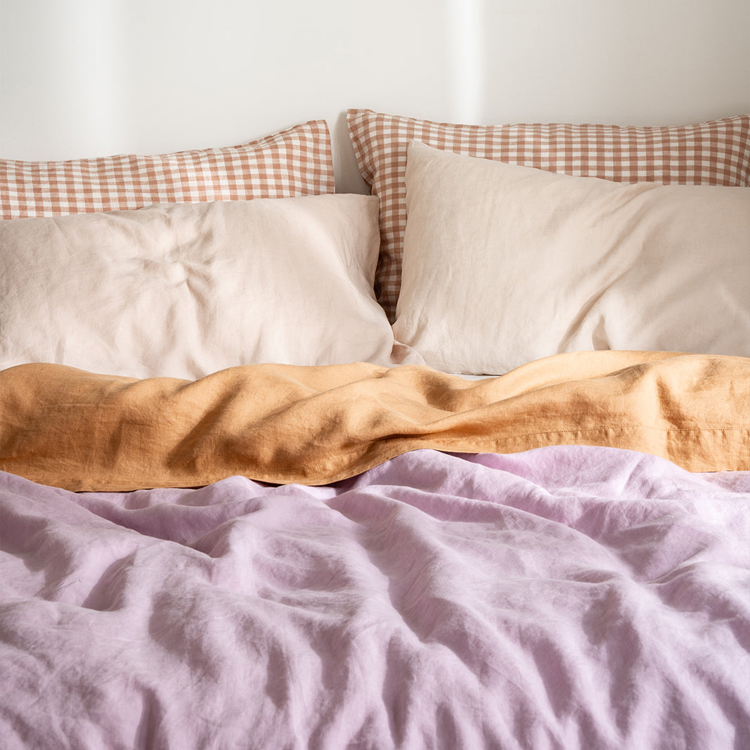 French Flax Linen Quilt Cover in Lilac