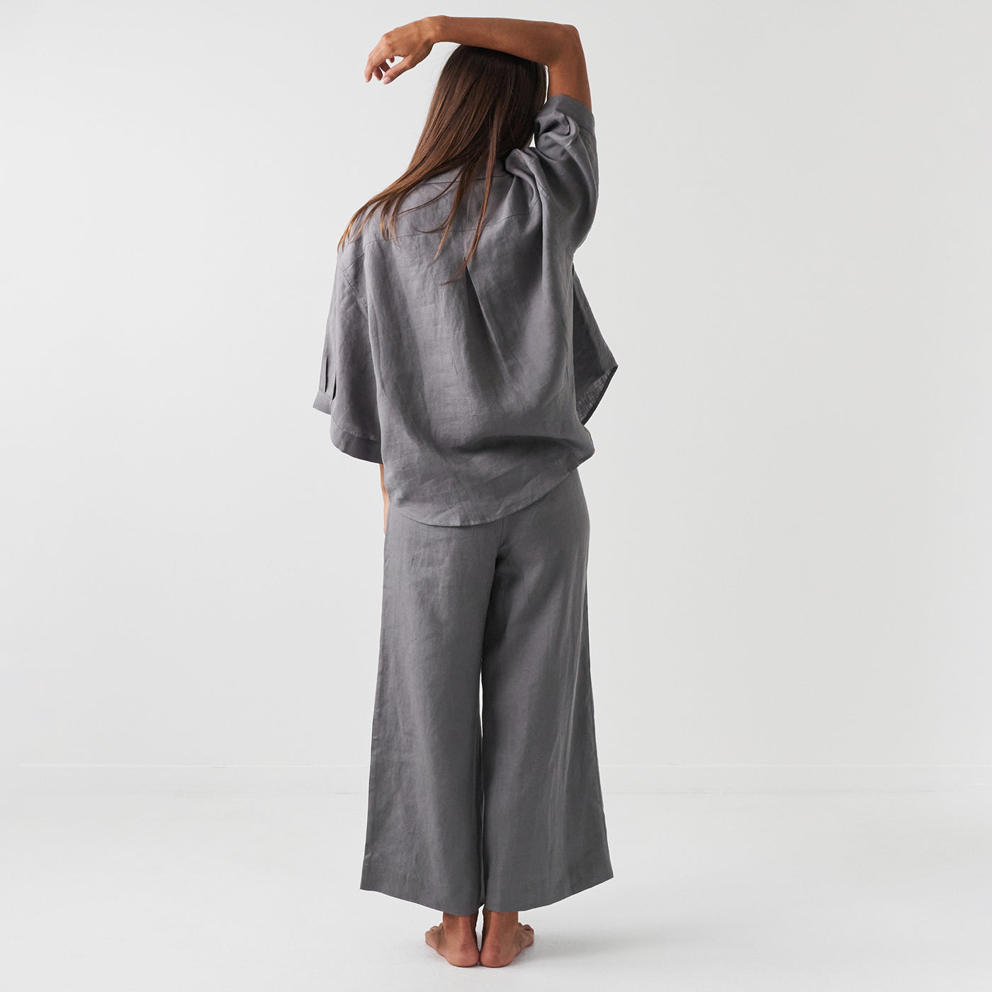 French Flax Linen Lounge Pant in Warm Grey