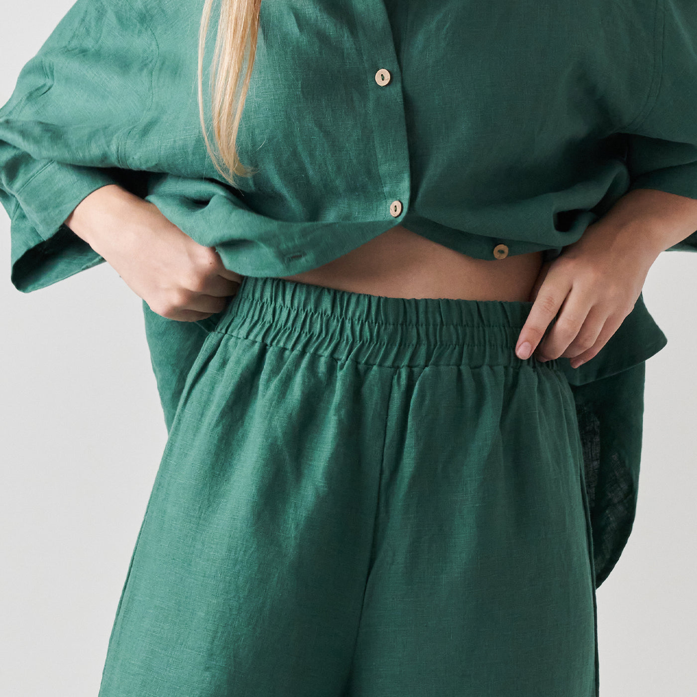 French Flax Linen Lounge Pant in Jade