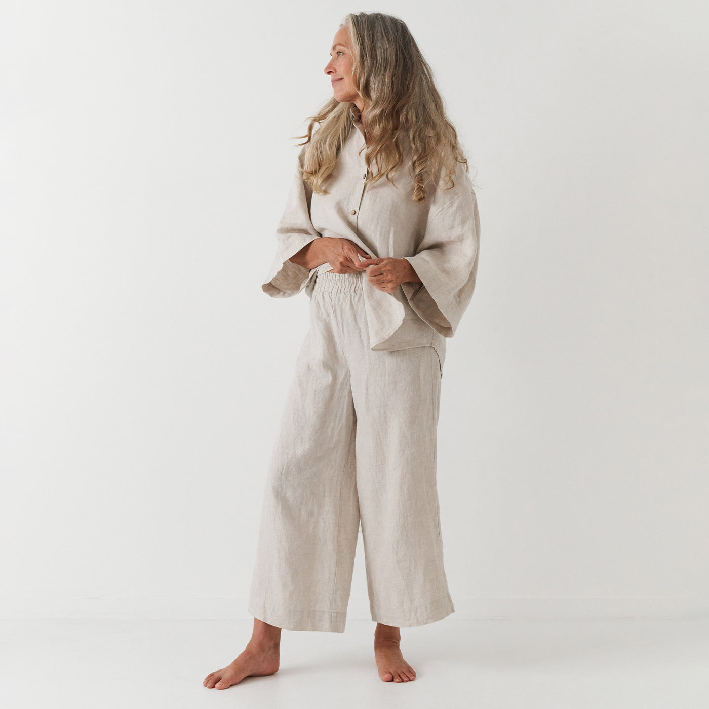 French Flax Linen Lounge Pant in Natural