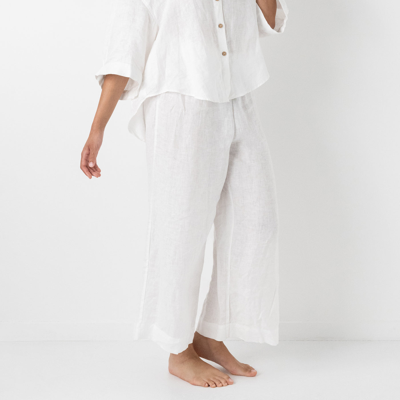 French Flax Linen Lounge Pant in White