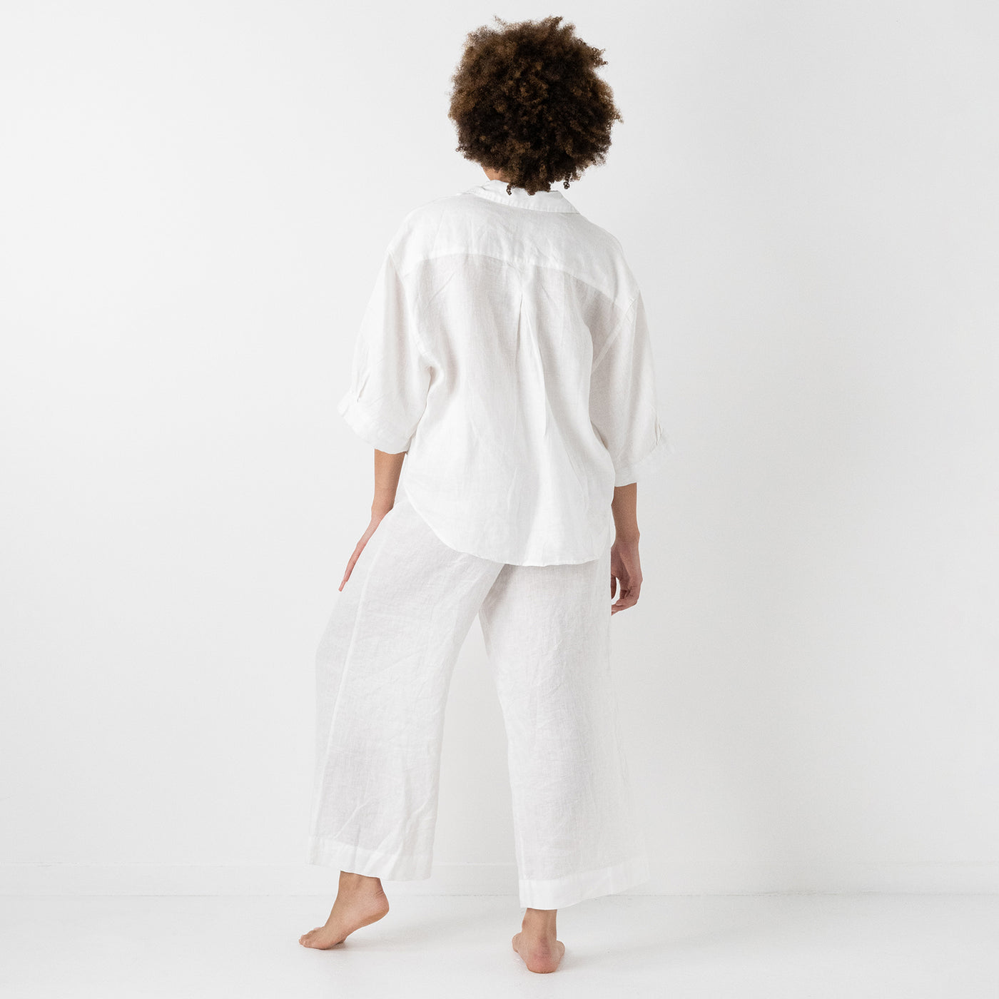 French Flax Linen Lounge Pant in White