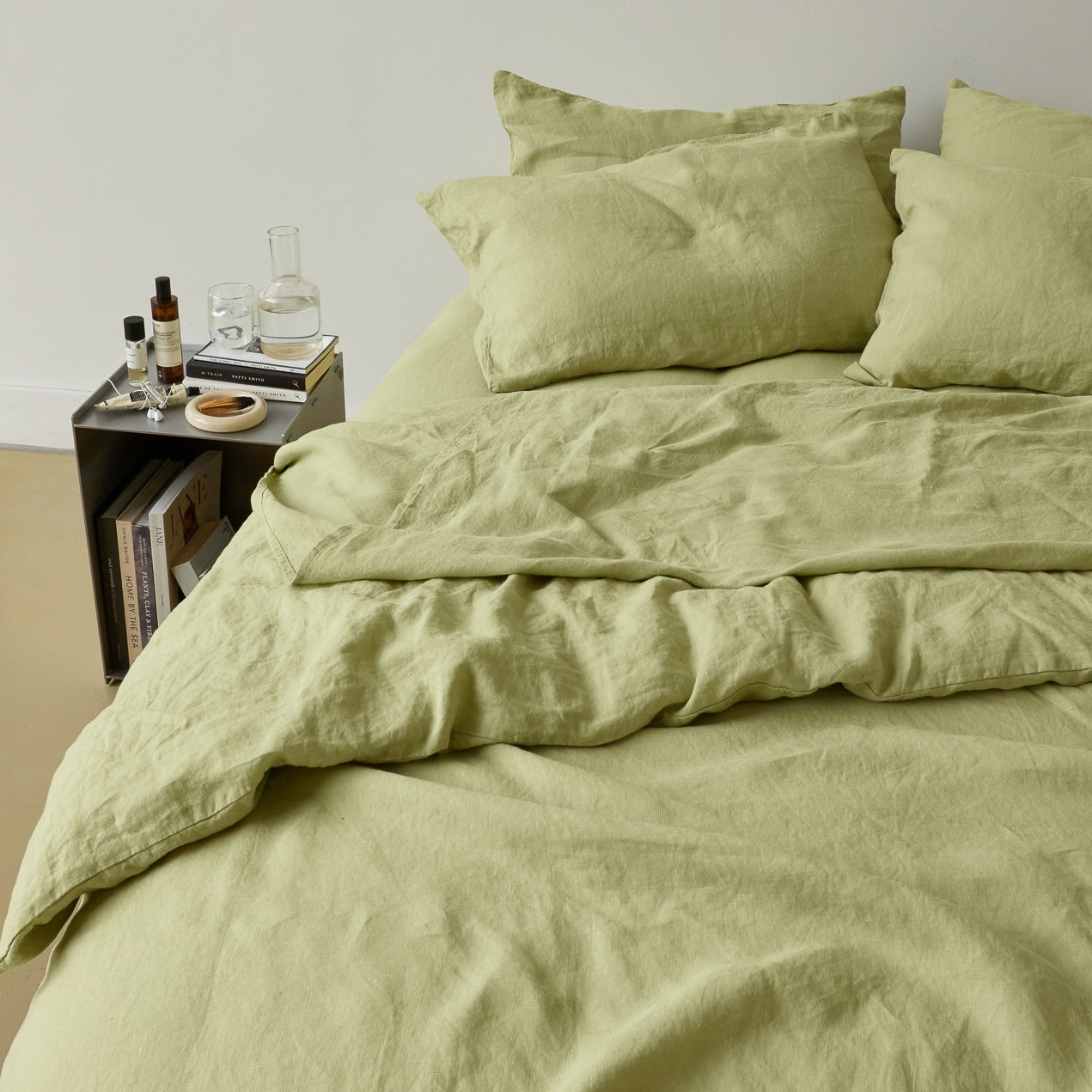 French Flax Linen Quilt Cover in Matcha