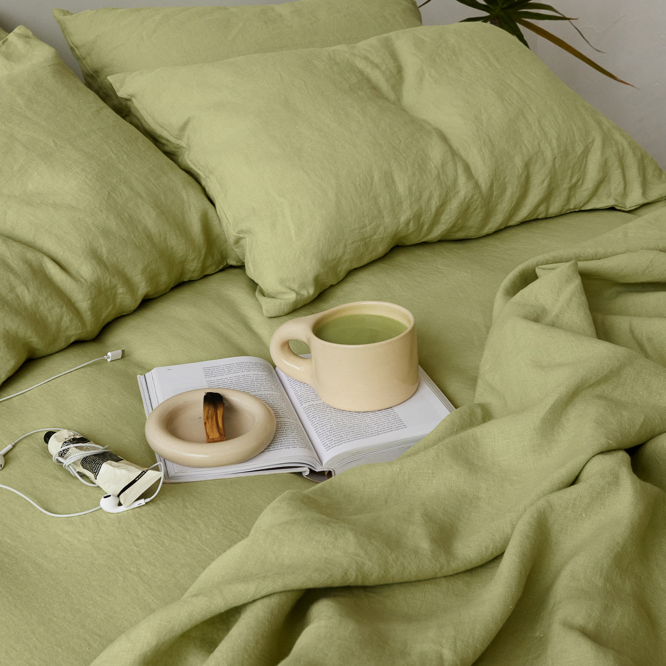 French Flax Linen Flat Sheet in Matcha