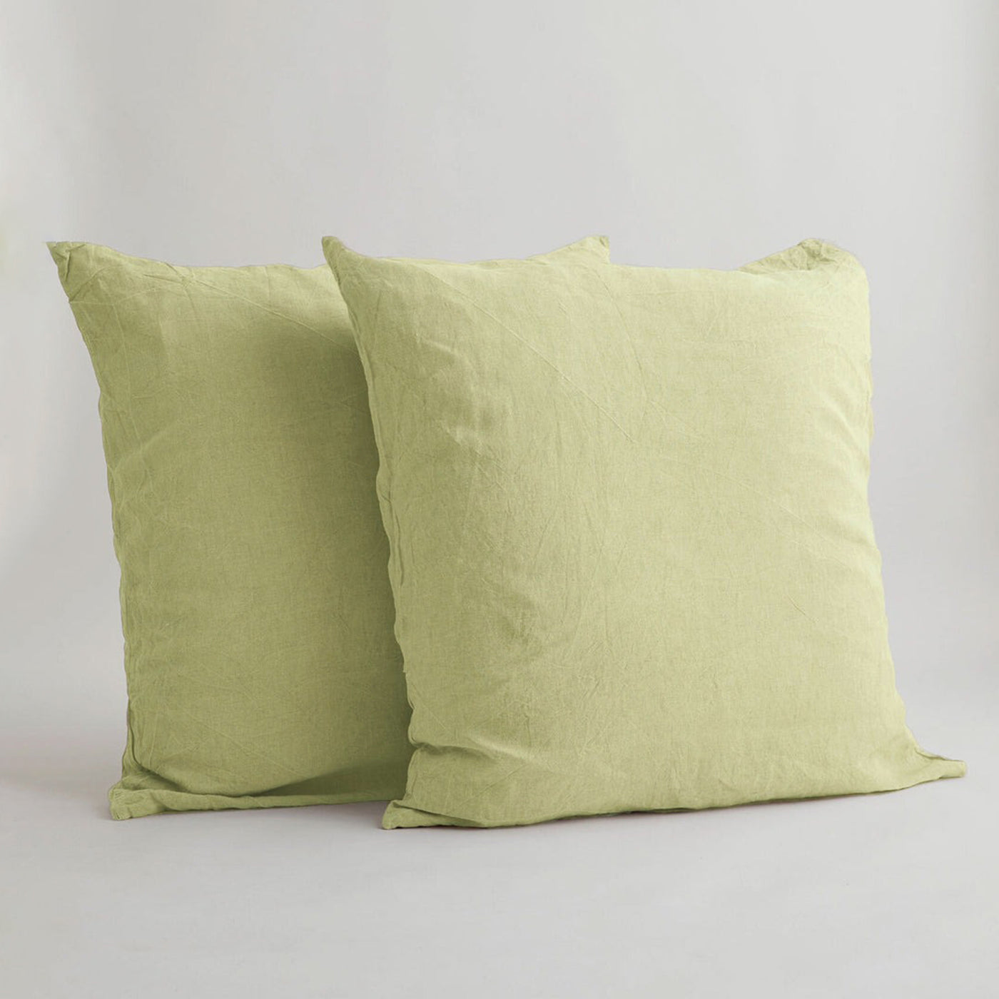 French Flax Linen Pillowcase Set in Matcha