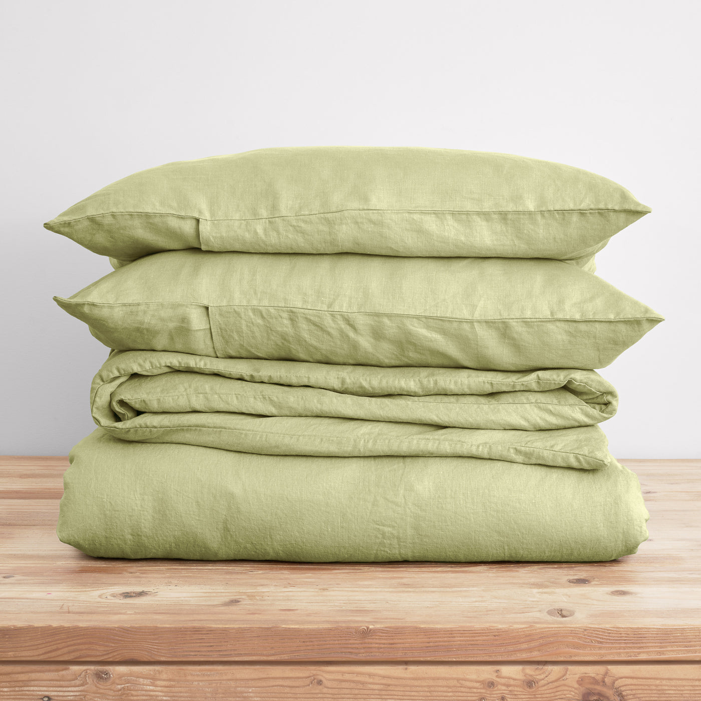 French Flax Linen Quilt Cover Set in Matcha