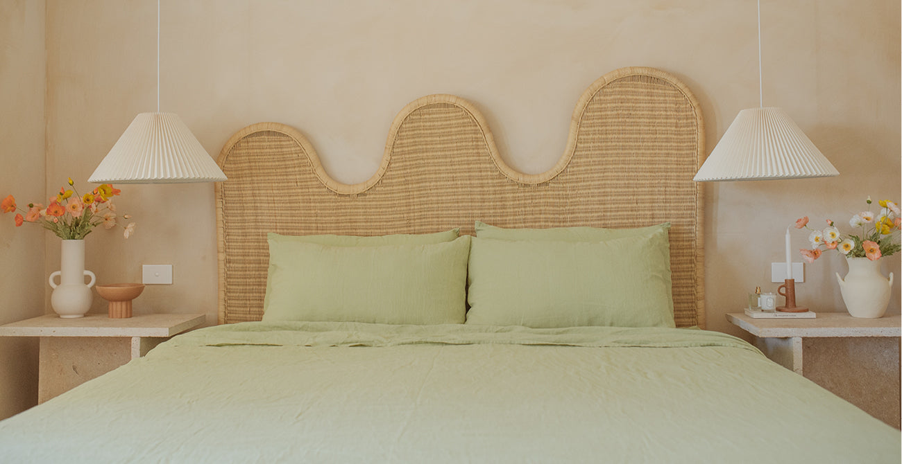 100% Pure French Linen Bedding in Matcha
