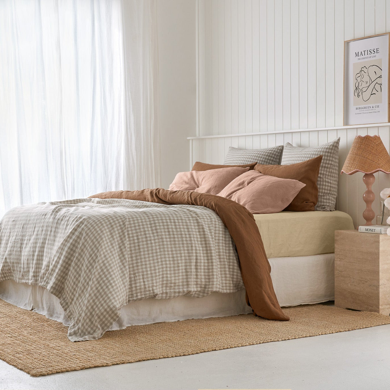 French Flax Linen Flat Sheet in Hazelnut