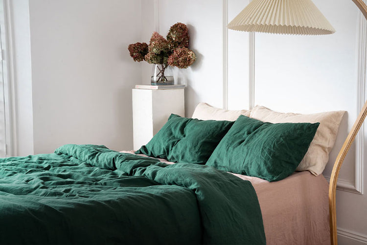 French Flax Linen Fitted Sheet in Hazelnut Stripe I Love Linen