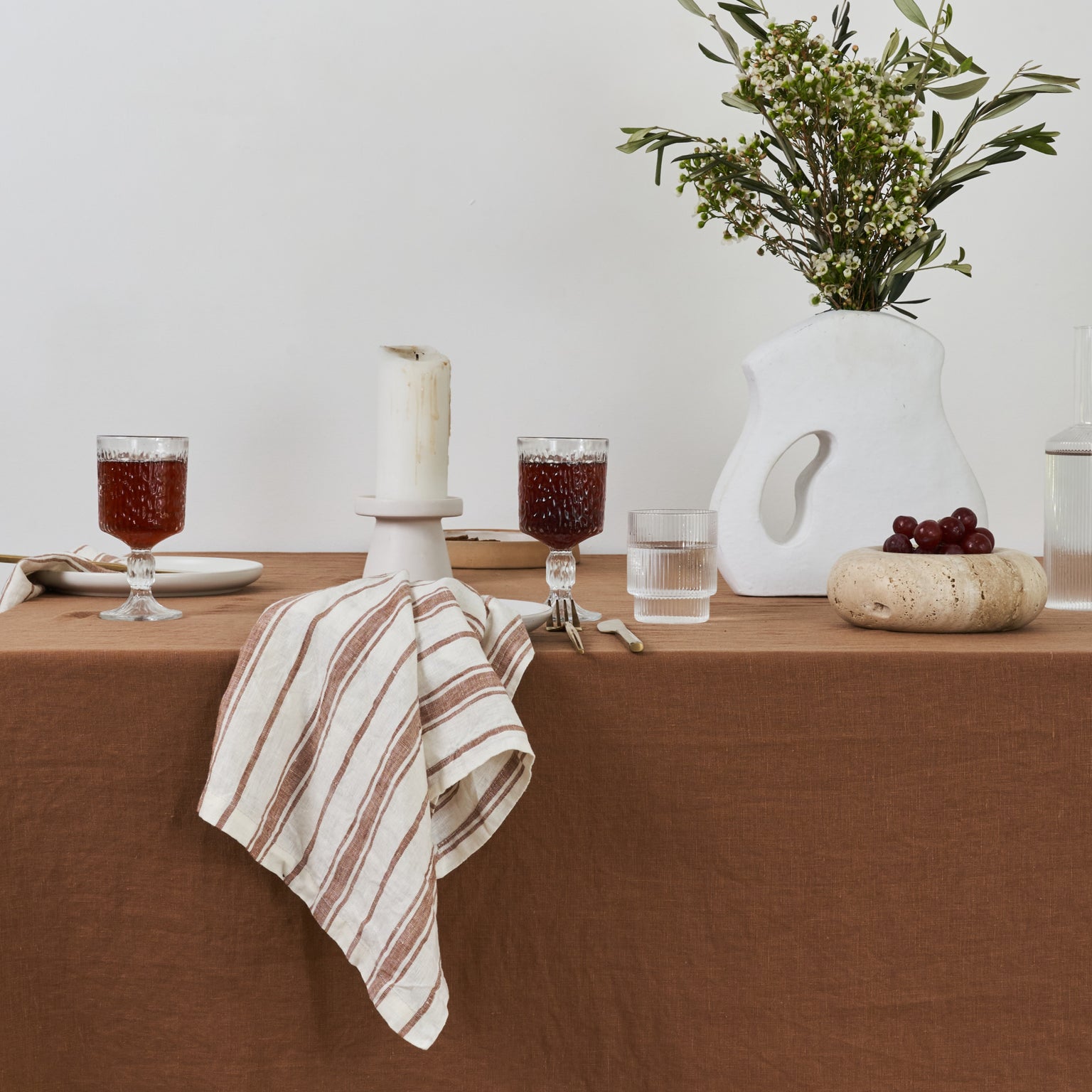 French Flax Linen Napkins (Set of 4) in Hazelnut Stripe