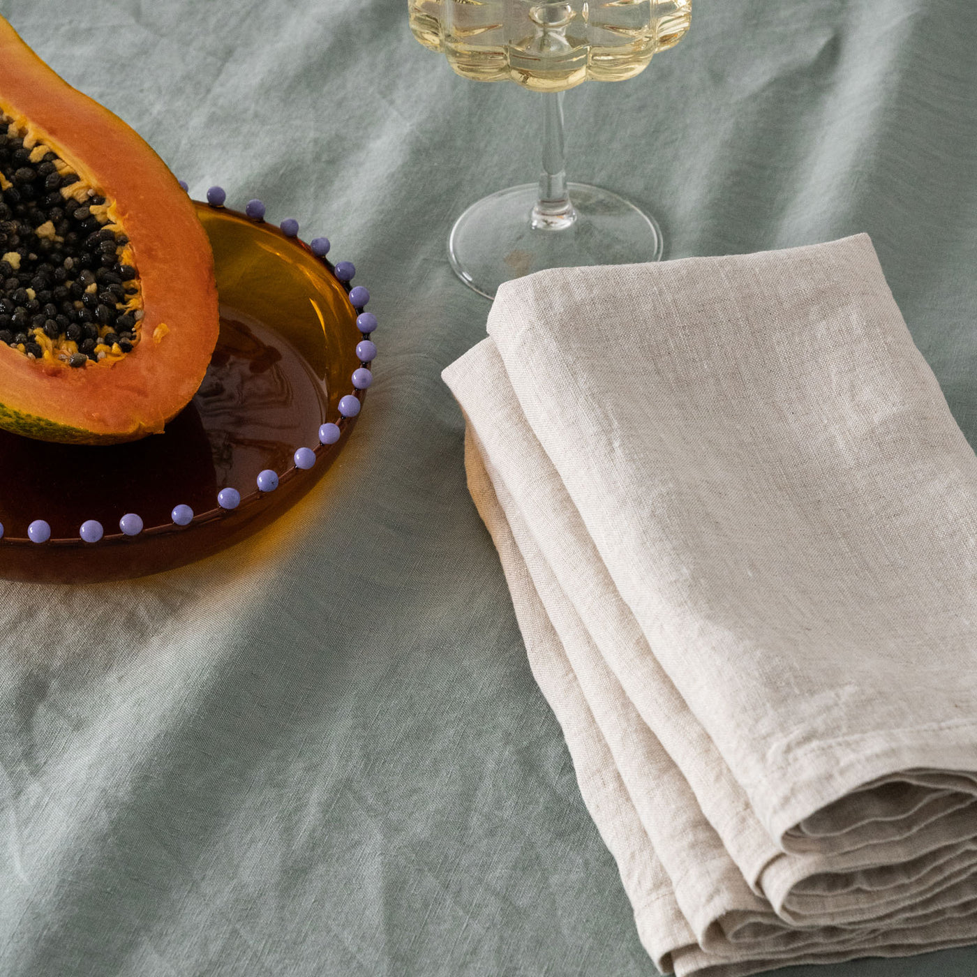 Charcoal Gingham Apron + Natural Napkin Set