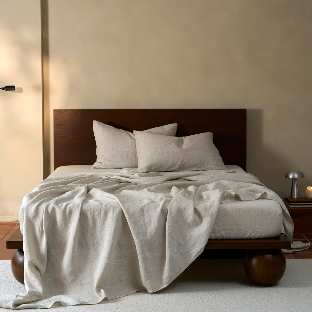 French Flax Linen Fitted Sheet in Natural