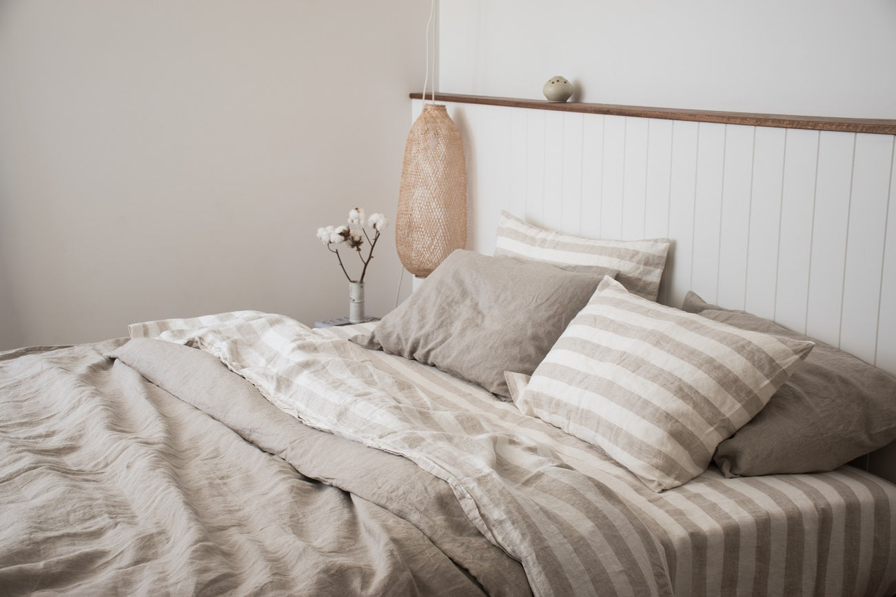 Natural & Natural Thick Stripe French Linen 