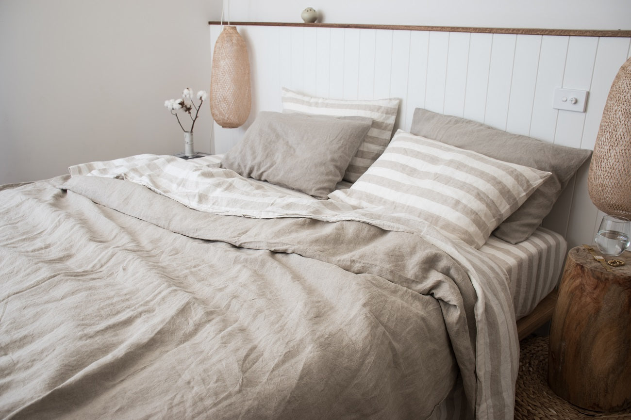 Natural & Natural Thick Stripe French Linen 