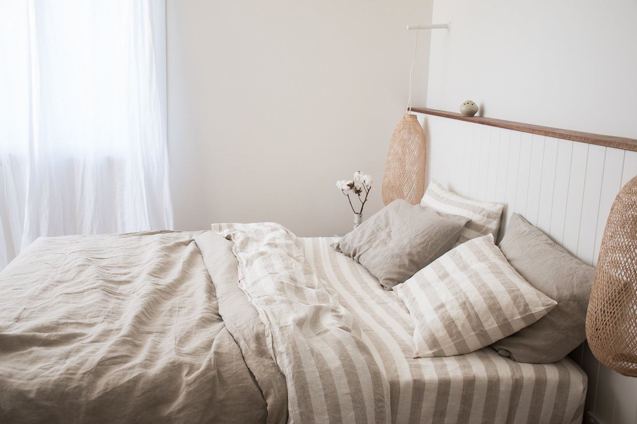 Natural & Natural Thick Stripe French Linen 