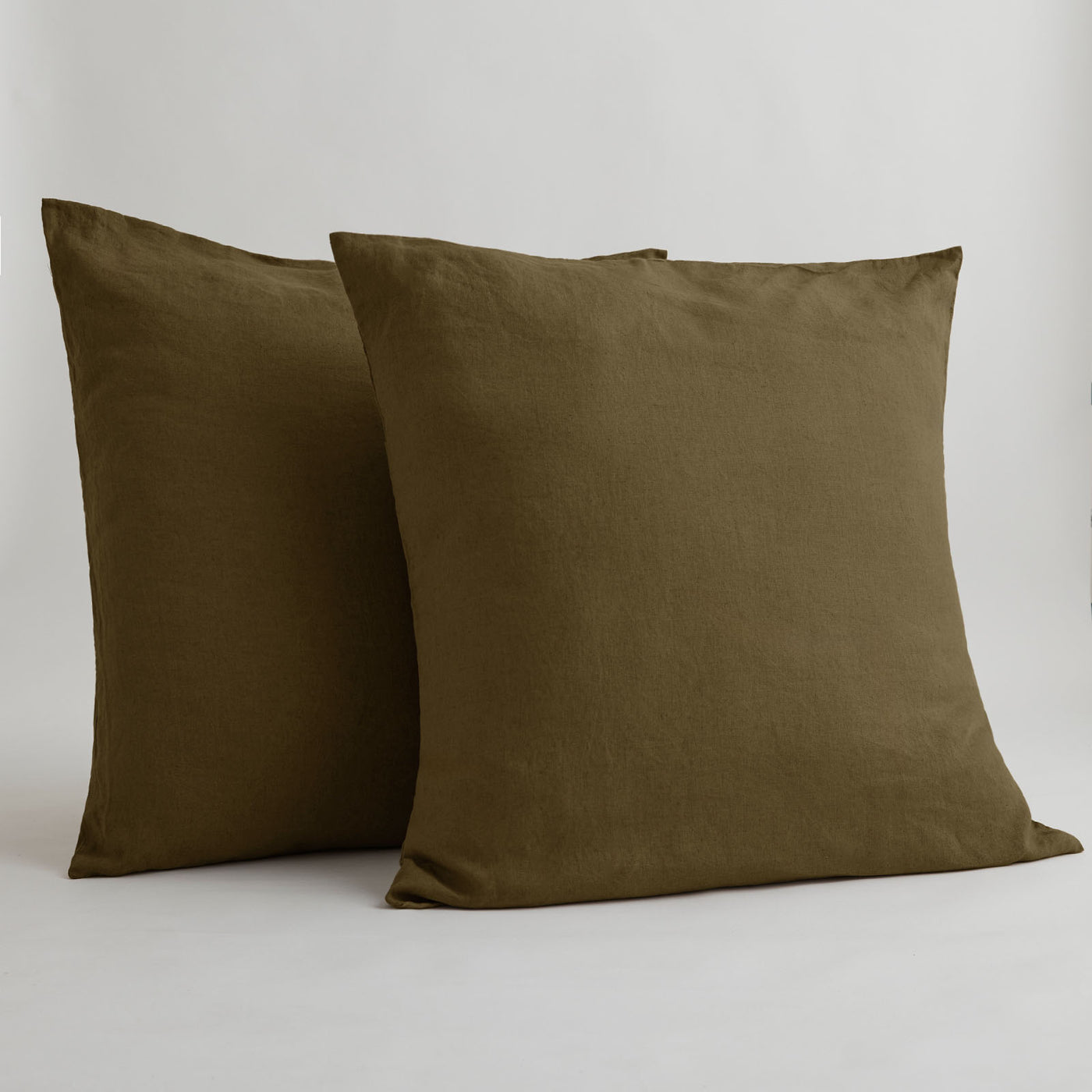 French Flax Linen Pillowcase Set in Olive