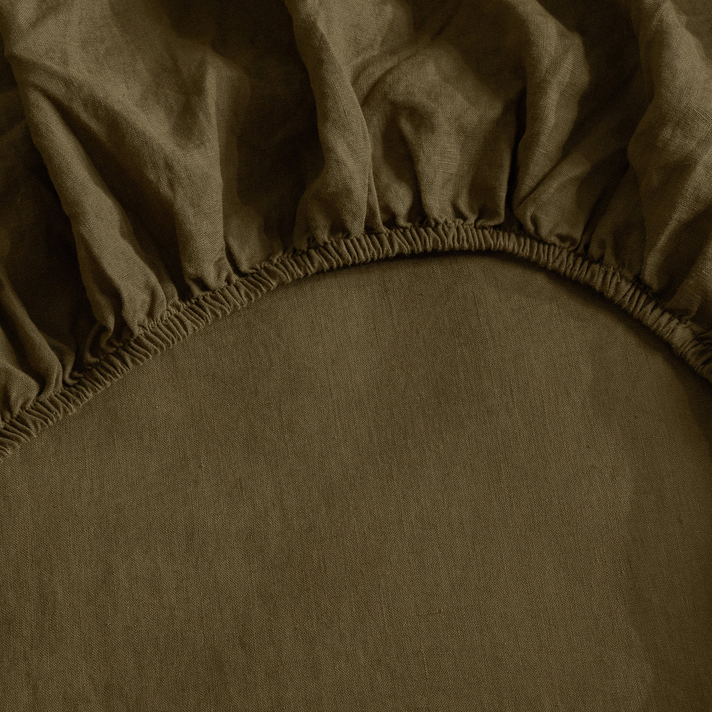 French Flax Linen Fitted Sheet in Olive