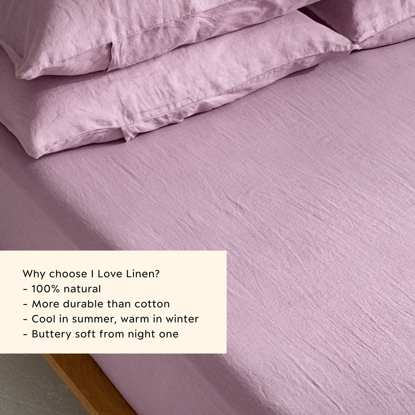 French Flax Linen Fitted Sheet in Lilac