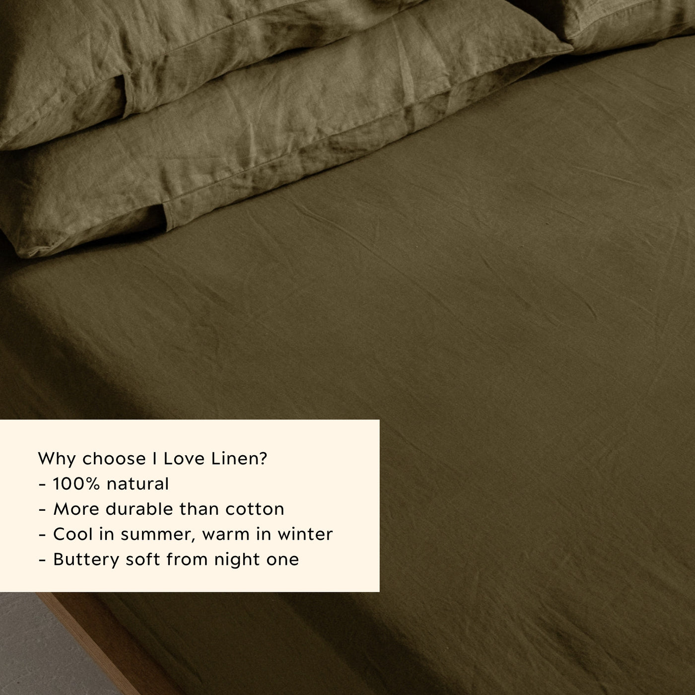 French Flax Linen Fitted Sheet in Olive