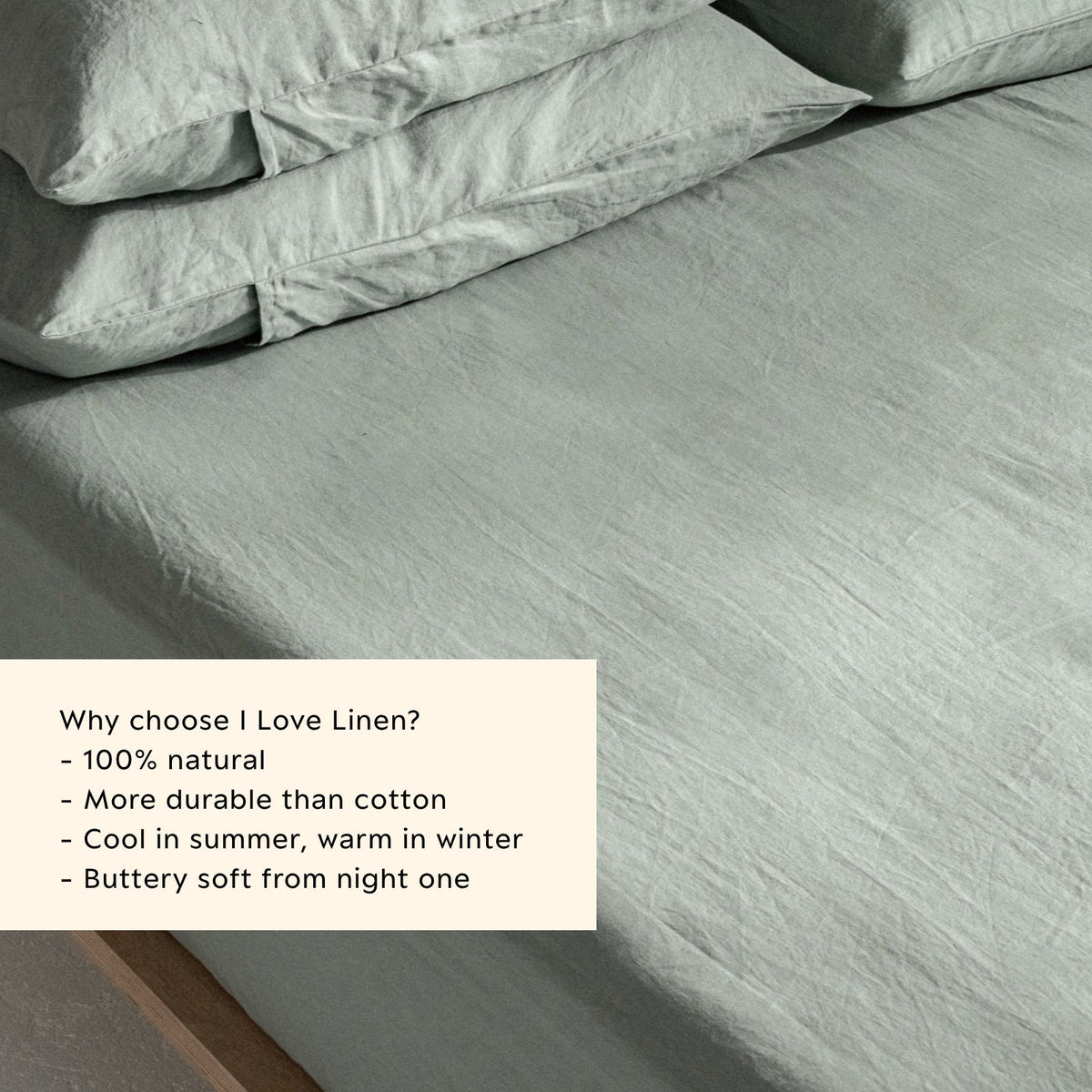 French Flax Linen Fitted Sheet in Sage