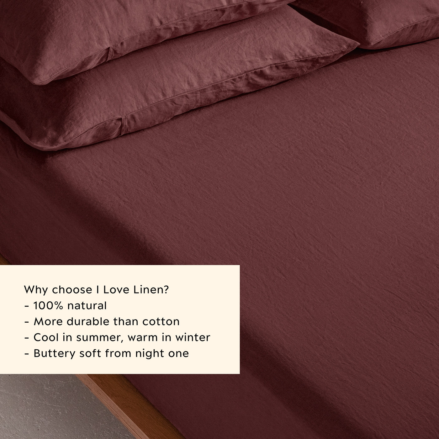 French Flax Linen Fitted Sheet in Cherrywood