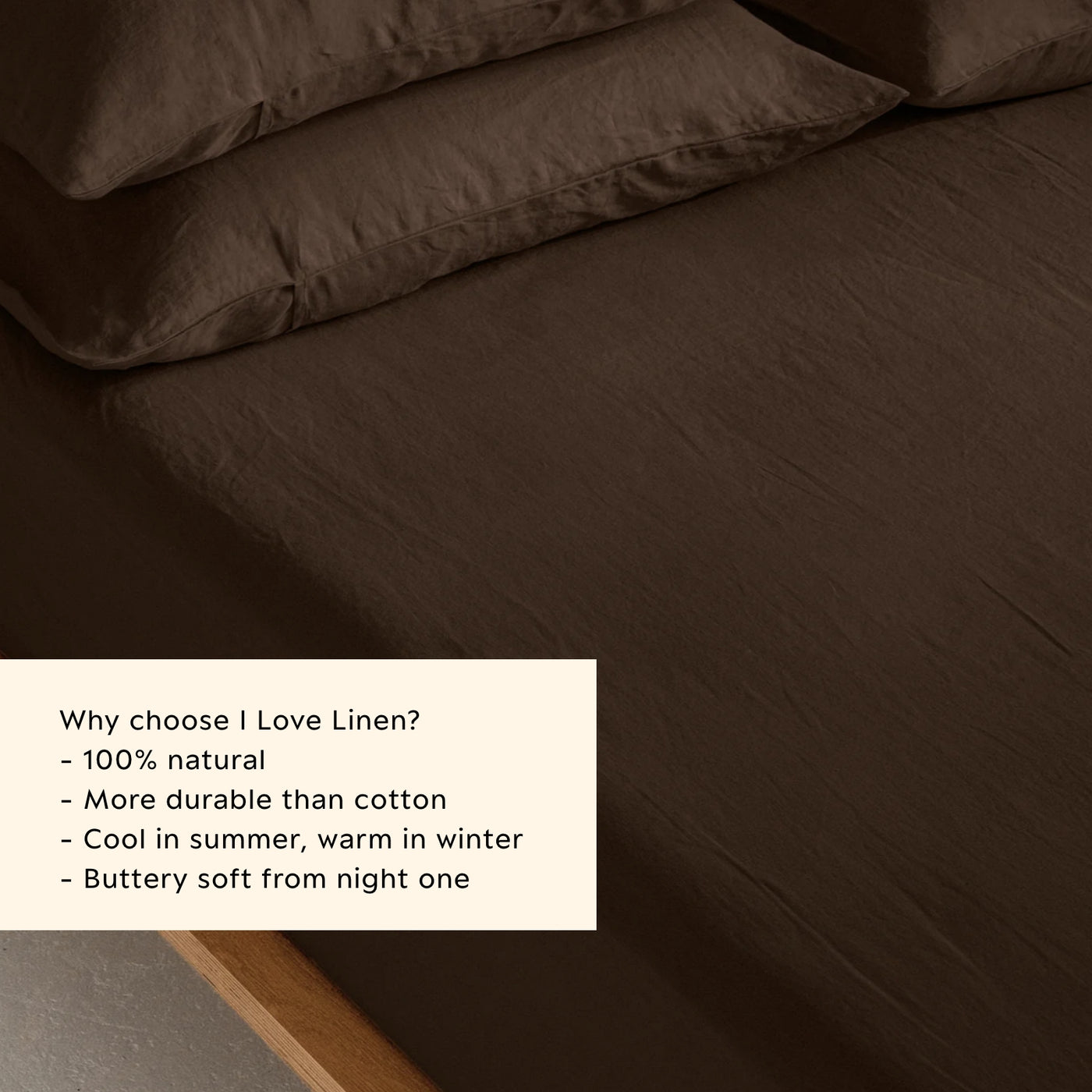 French Flax Linen Fitted Sheet in Chocolate