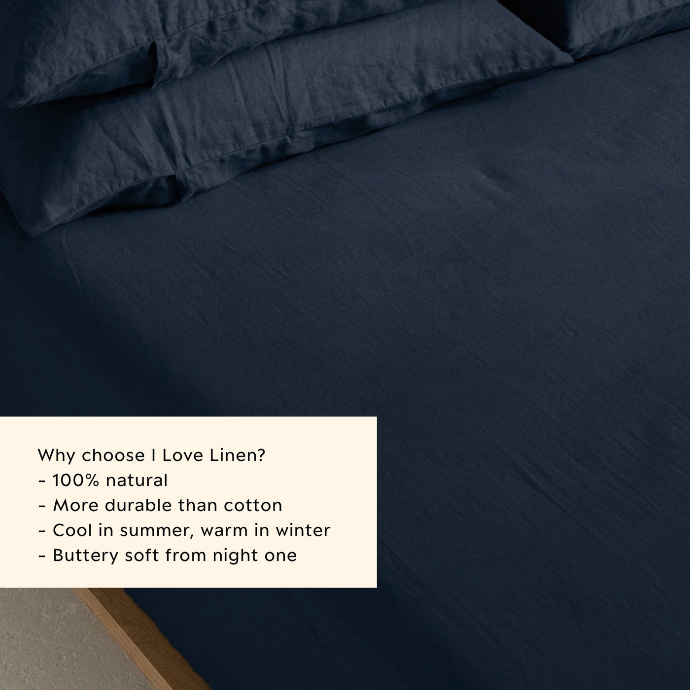 French Flax Linen Fitted Sheet in Indigo