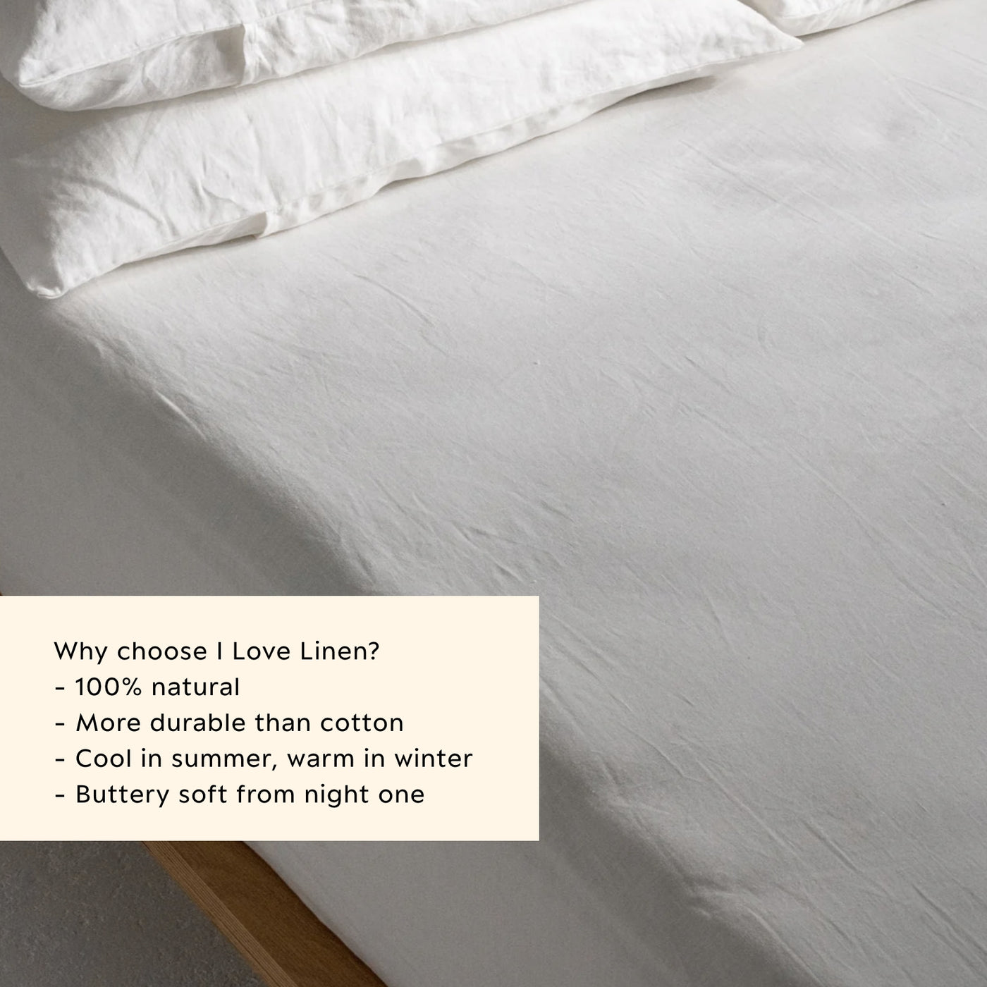 French Flax Linen Fitted Sheet in White