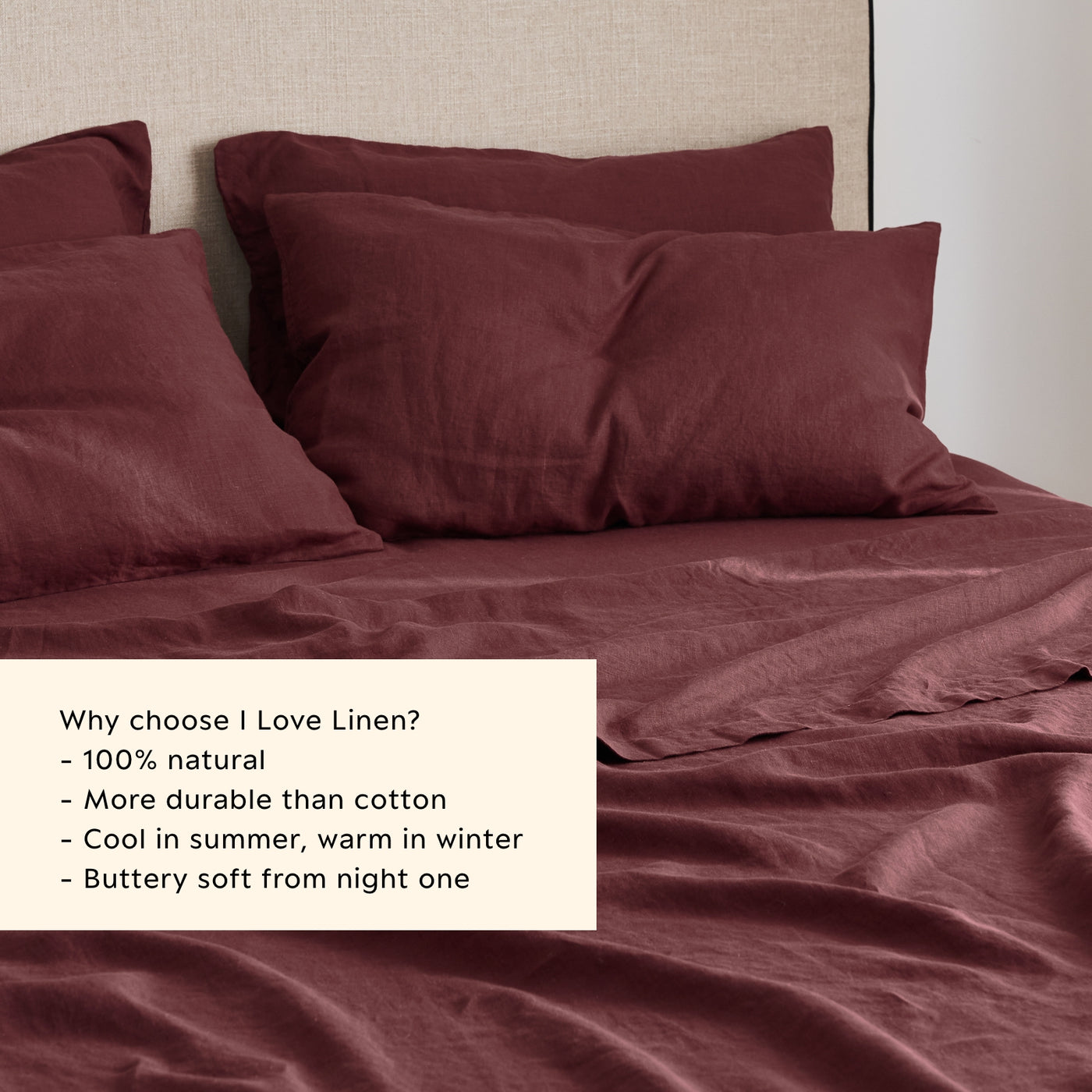 French Flax Linen Flat Sheet in Cherrywood